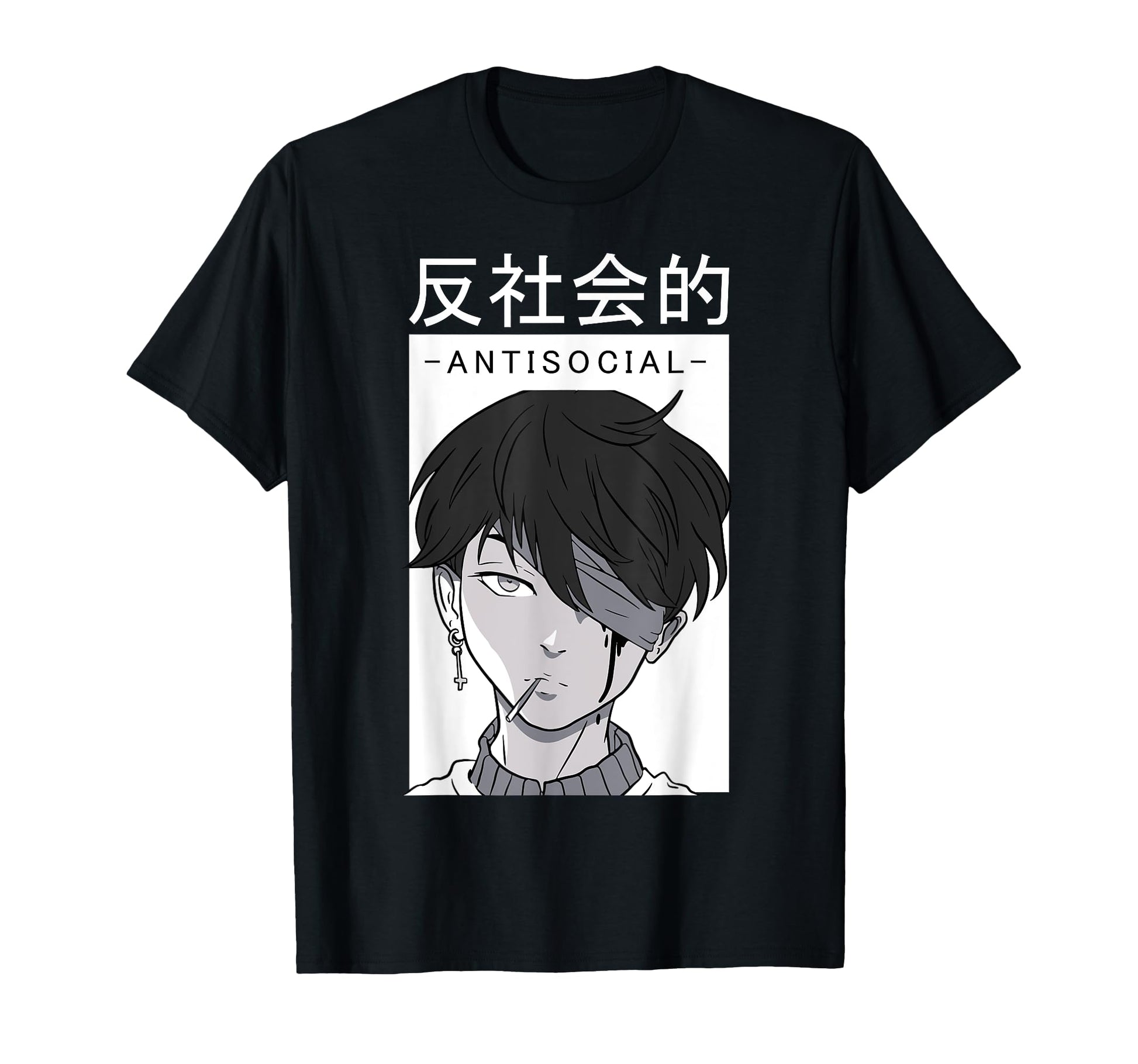 Anti Social Text Vaporwave Anime T-Shirt - Casual Everyday Wear Men Women - T-Shirt, Sweatshirt, Hoodie