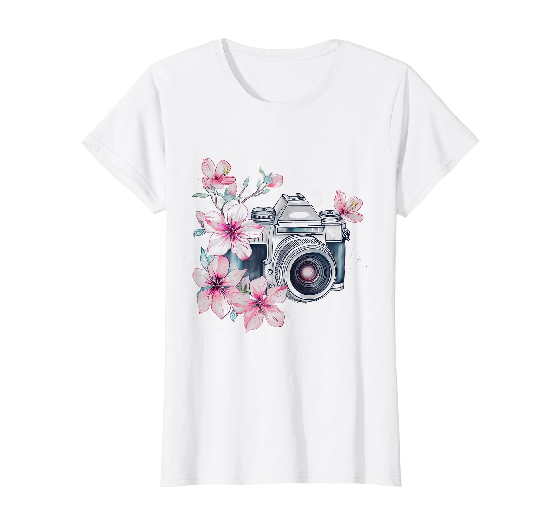 Photographer Camera Flowers T-Shirt - Casual Everyday Wear Unisex - T-Shirt, Sweatshirt, Hoodie
