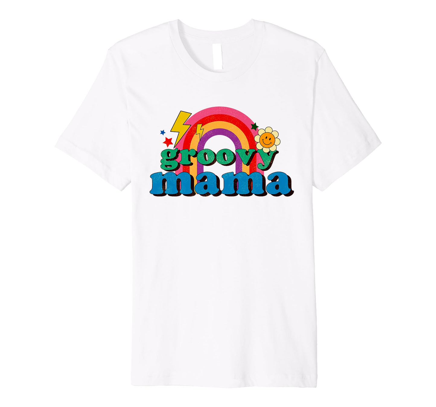 Groovy Mama Rainbow Fun Mothers Day T-Shirt - Custom Art Print for Adults - T-Shirt, Sweatshirt, Hoodie