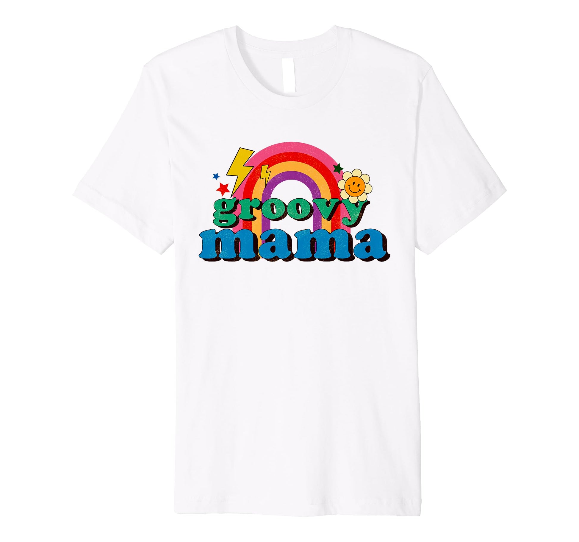 Groovy Mama Rainbow Fun Mothers Day T-Shirt - Custom Art Print for Adults - T-Shirt, Sweatshirt, Hoodie
