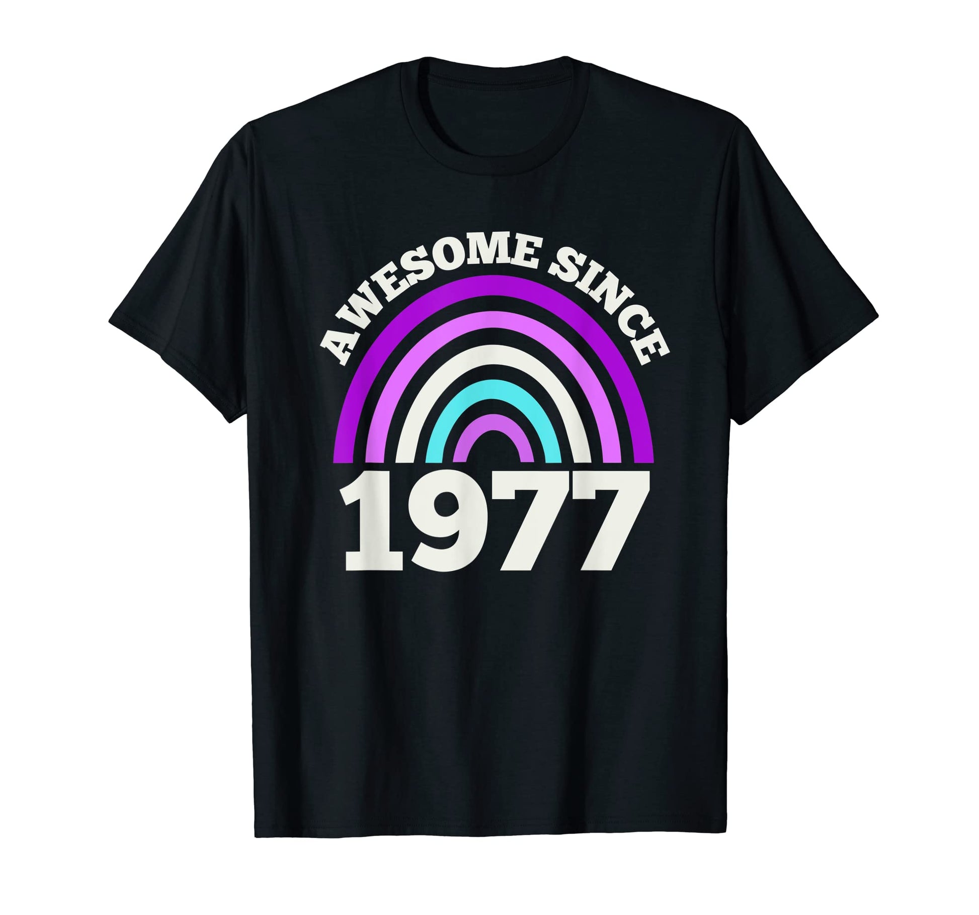 Awesome Since 1977 Purple Rainbow T-Shirt - Unique Graphic for Adults - T-Shirt, Sweatshirt, Hoodie