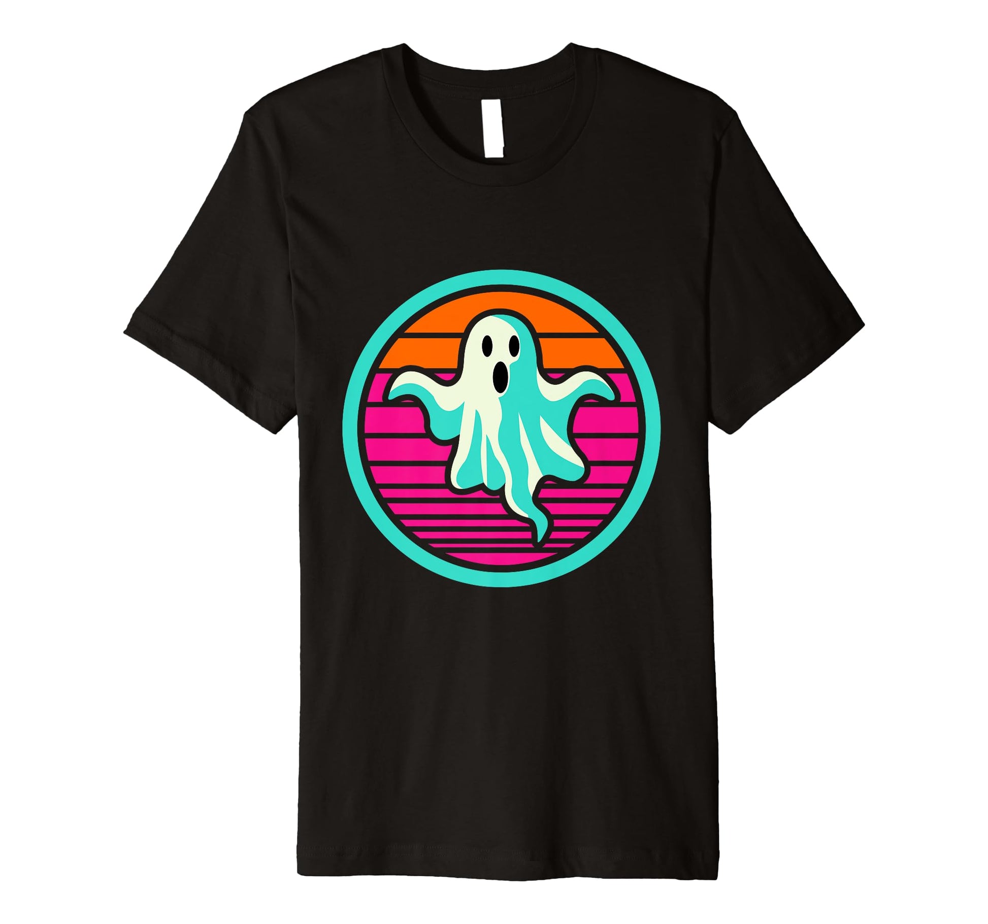 80S Ghost Halloween Retrowave T-Shirt - Casual Everyday Wear for Adults - T-Shirt, Sweatshirt, Hoodie