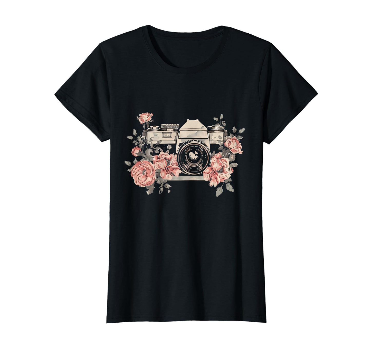 Photographer Camera Flowers T-Shirt - Minimalist Print Men Women - T-Shirt, Sweatshirt, Hoodie