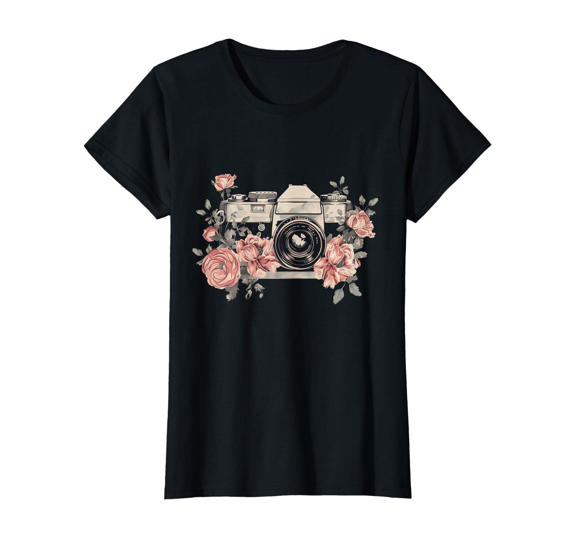Photographer Camera Flowers T-Shirt - Minimalist Print Men Women - T-Shirt, Sweatshirt, Hoodie