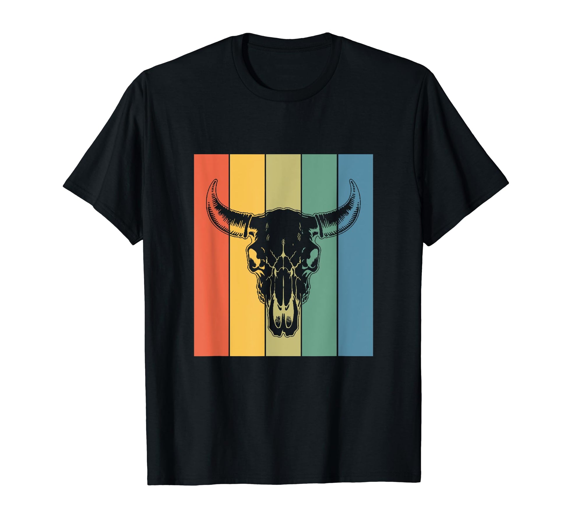 Cows And Horns Cowboy Skull T-Shirt - Minimalist Print Unisex - T-Shirt, Sweatshirt, Hoodie