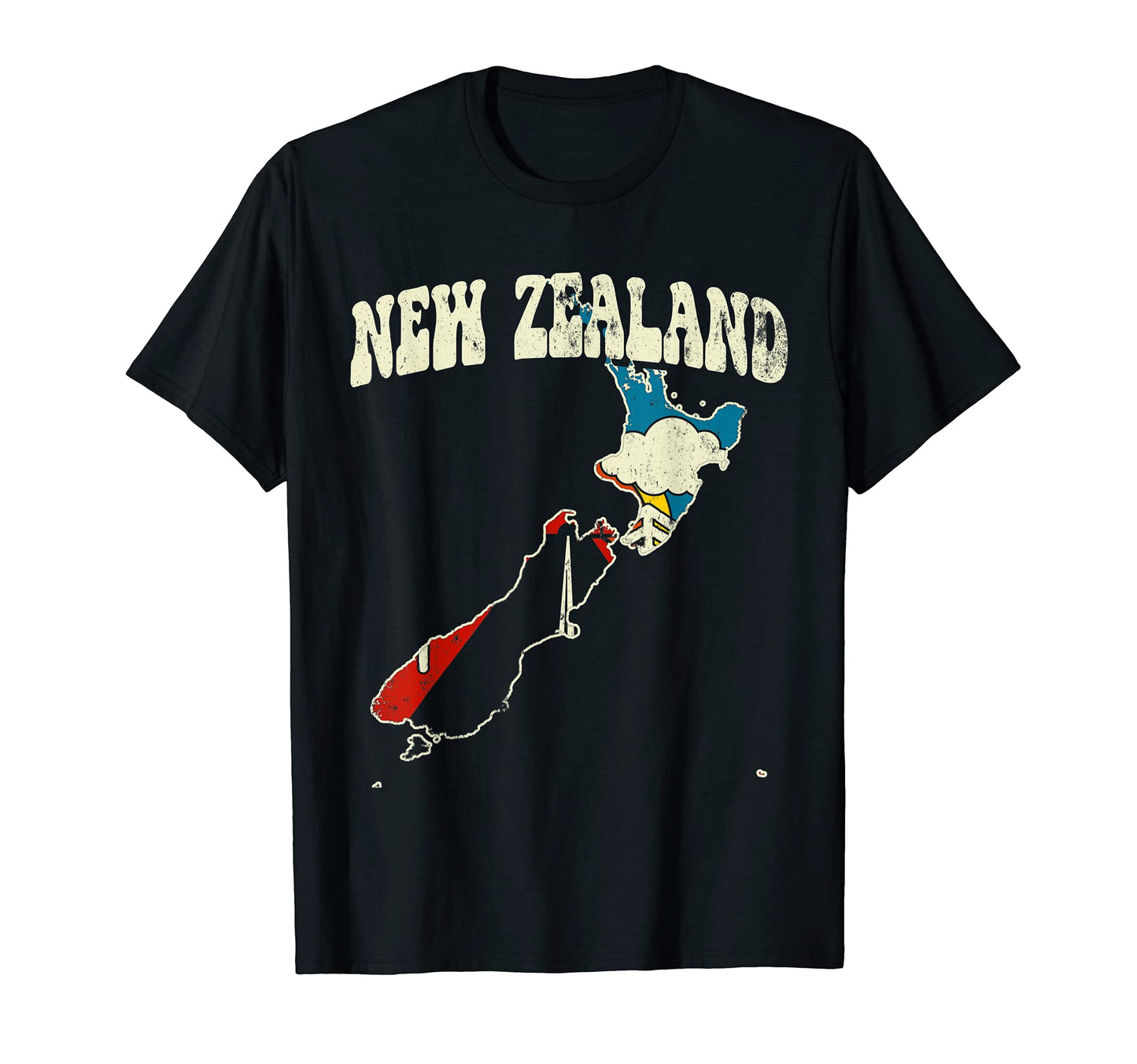 New Zealand Country Rainbow 70S Map T-Shirt - Streetwear Style Unisex - T-Shirt, Sweatshirt, Hoodie