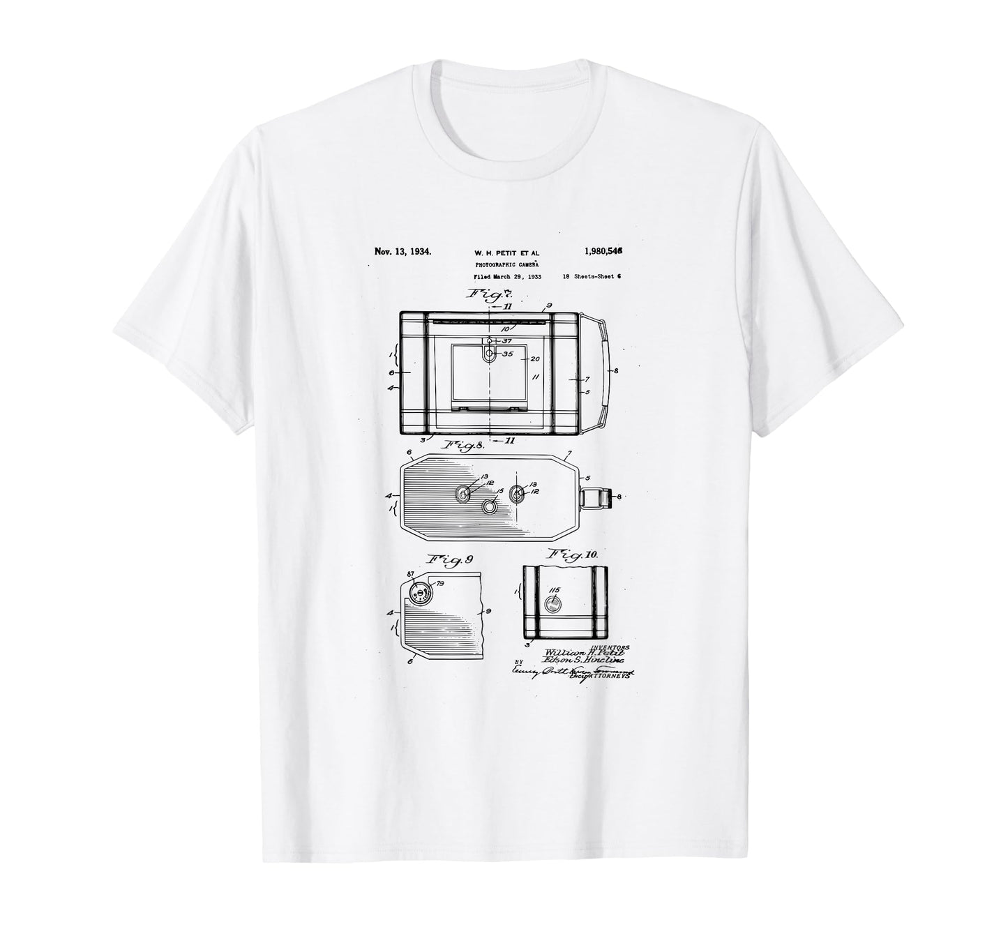 Camera Photographic Patent 1934 Drawing T-Shirt - Graphic Print Unisex - T-Shirt, Sweatshirt, Hoodie