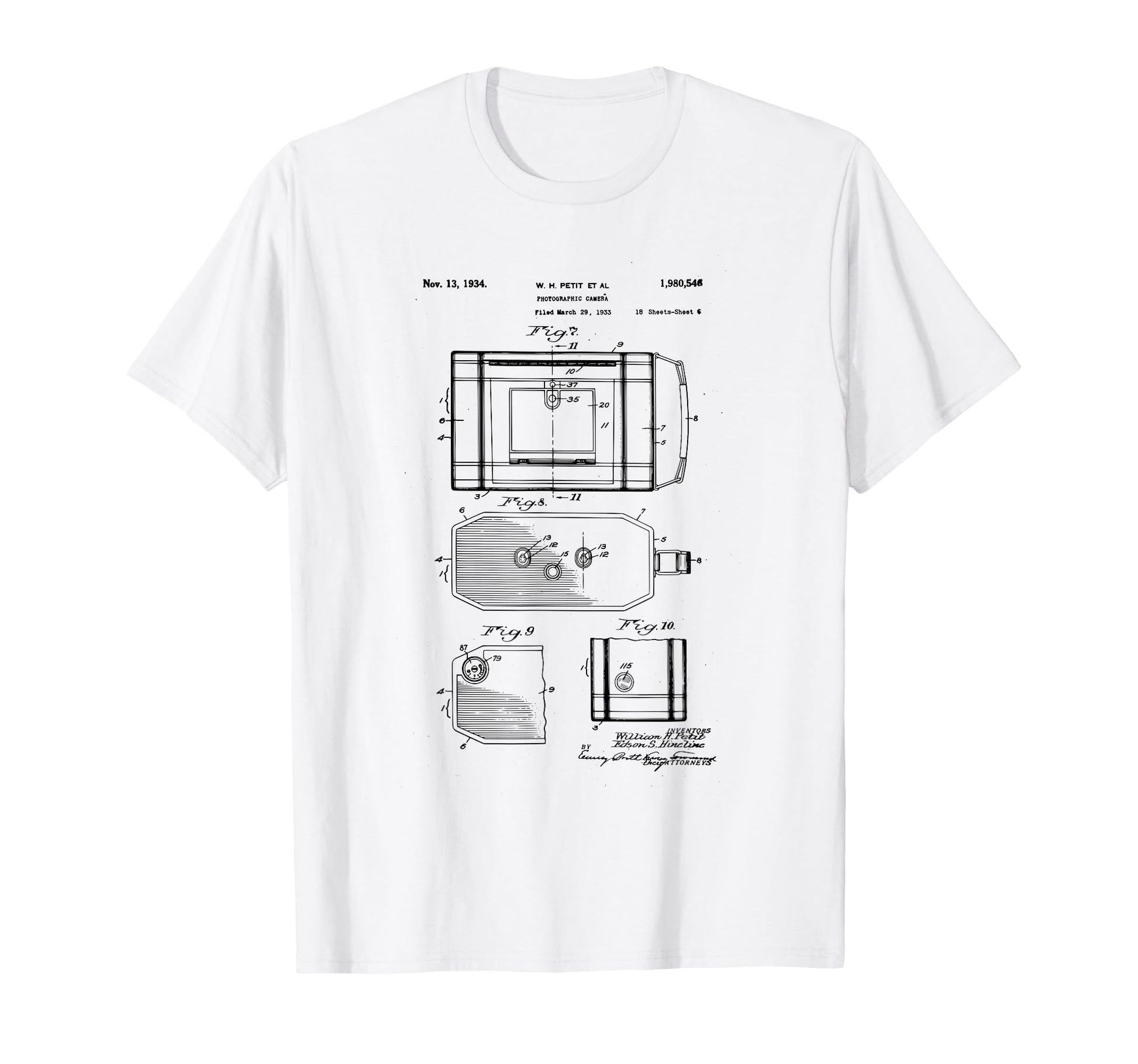 Camera Photographic Patent 1934 Drawing T-Shirt - Graphic Print Unisex - T-Shirt, Sweatshirt, Hoodie