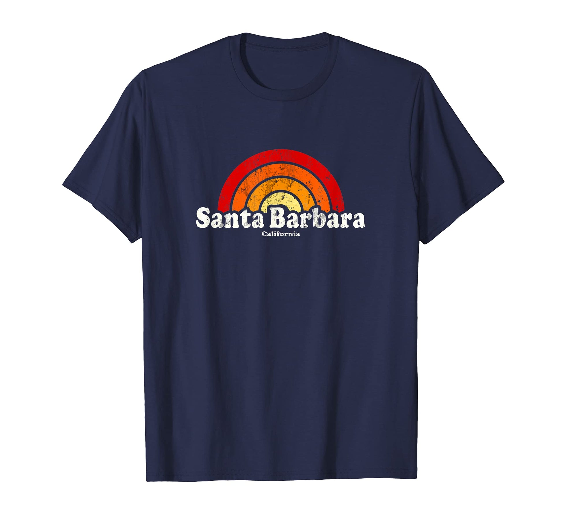 Santa Barbara California Ca 70S Rainbow T-Shirt - Custom Art Print Unisex - T-Shirt, Sweatshirt, Hoodie