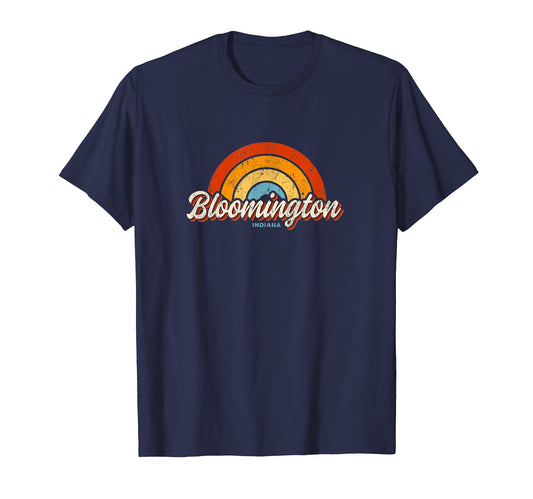Bloomington Indiana Rainbow 70S T-Shirt - Minimalist Print Men Women - T-Shirt, Sweatshirt, Hoodie