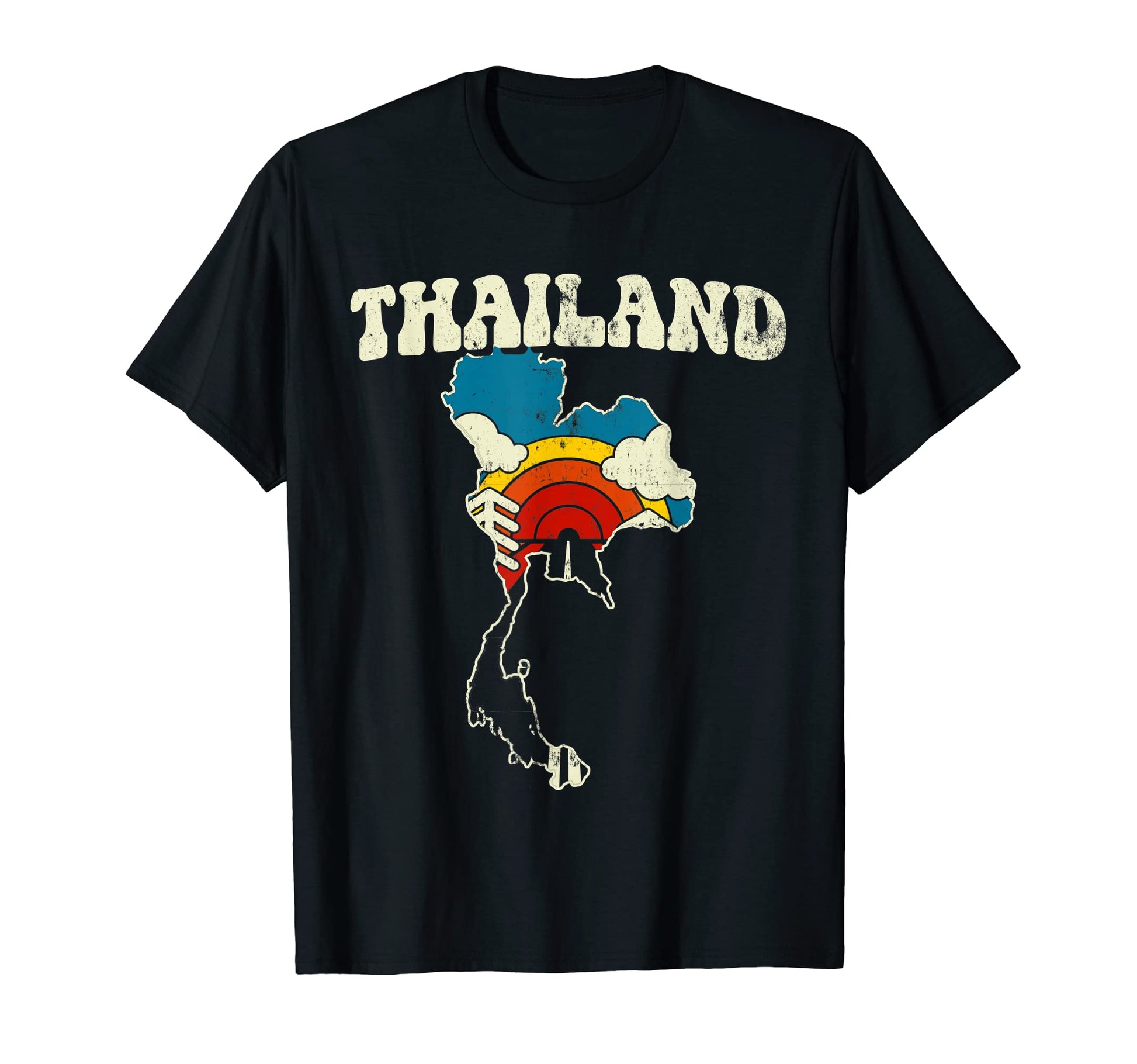 Thailand Thai Country Rainbow 70S Map T-Shirt - Trendy Graphic for Adults - T-Shirt, Sweatshirt, Hoodie