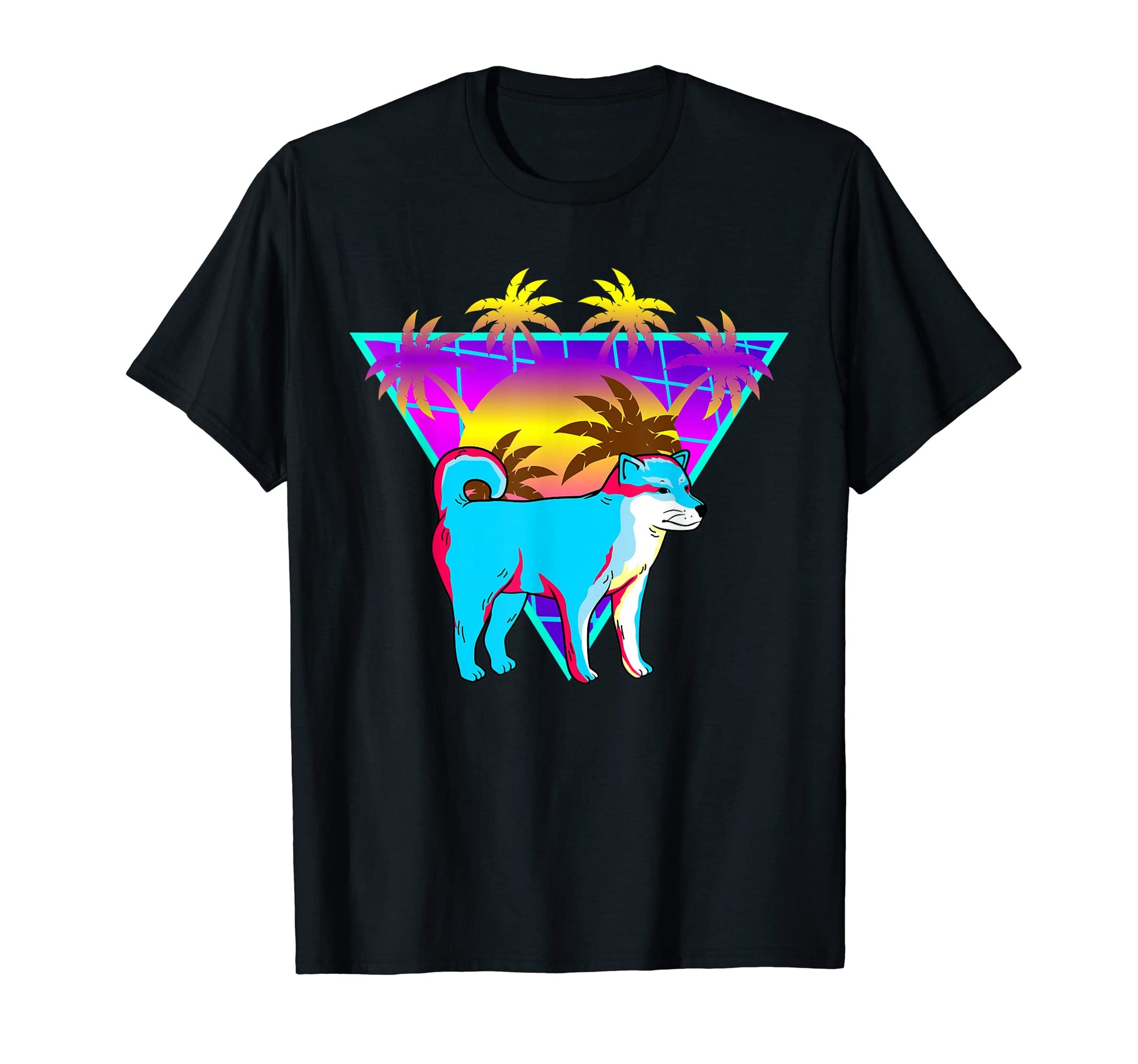 Dog Lover Sunset Vaporwave Japanese T-Shirt - Trendy Graphic Men Women - T-Shirt, Sweatshirt, Hoodie