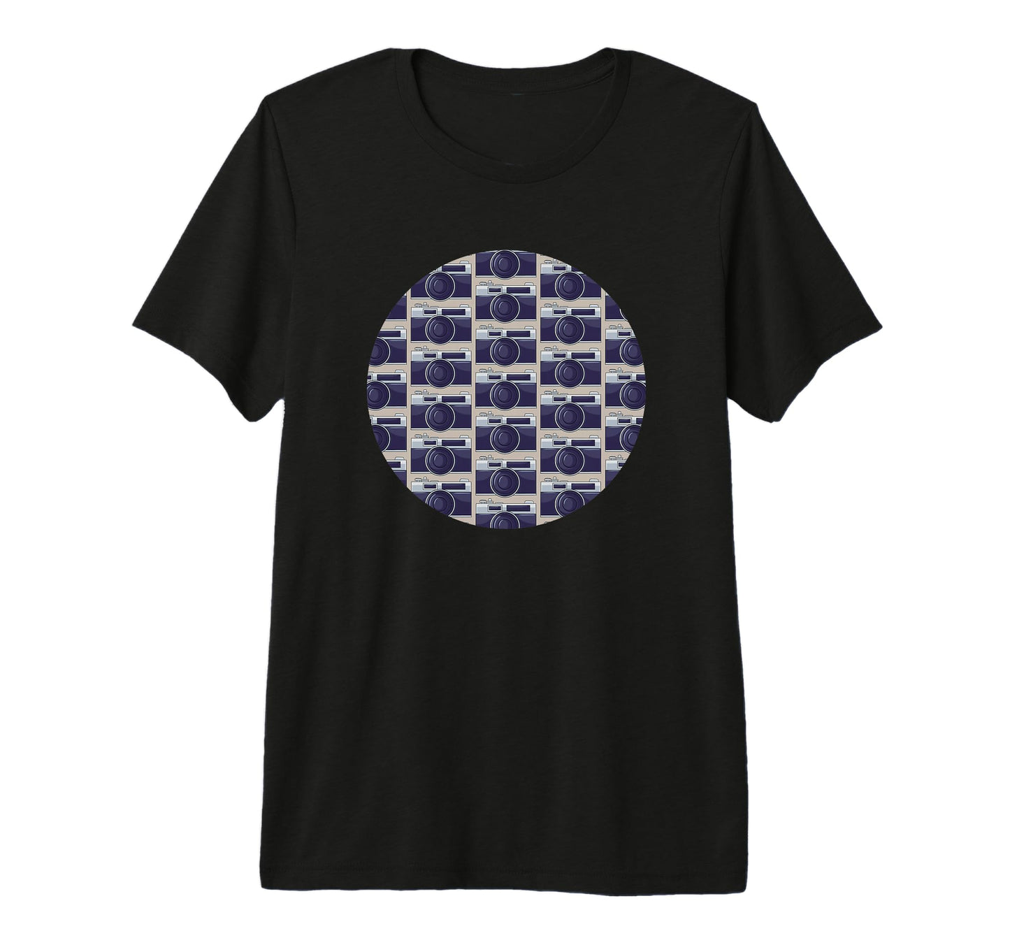 Old Camera Pattern Grey Background T-Shirt - Custom Art Print Men Women - T-Shirt, Sweatshirt, Hoodie