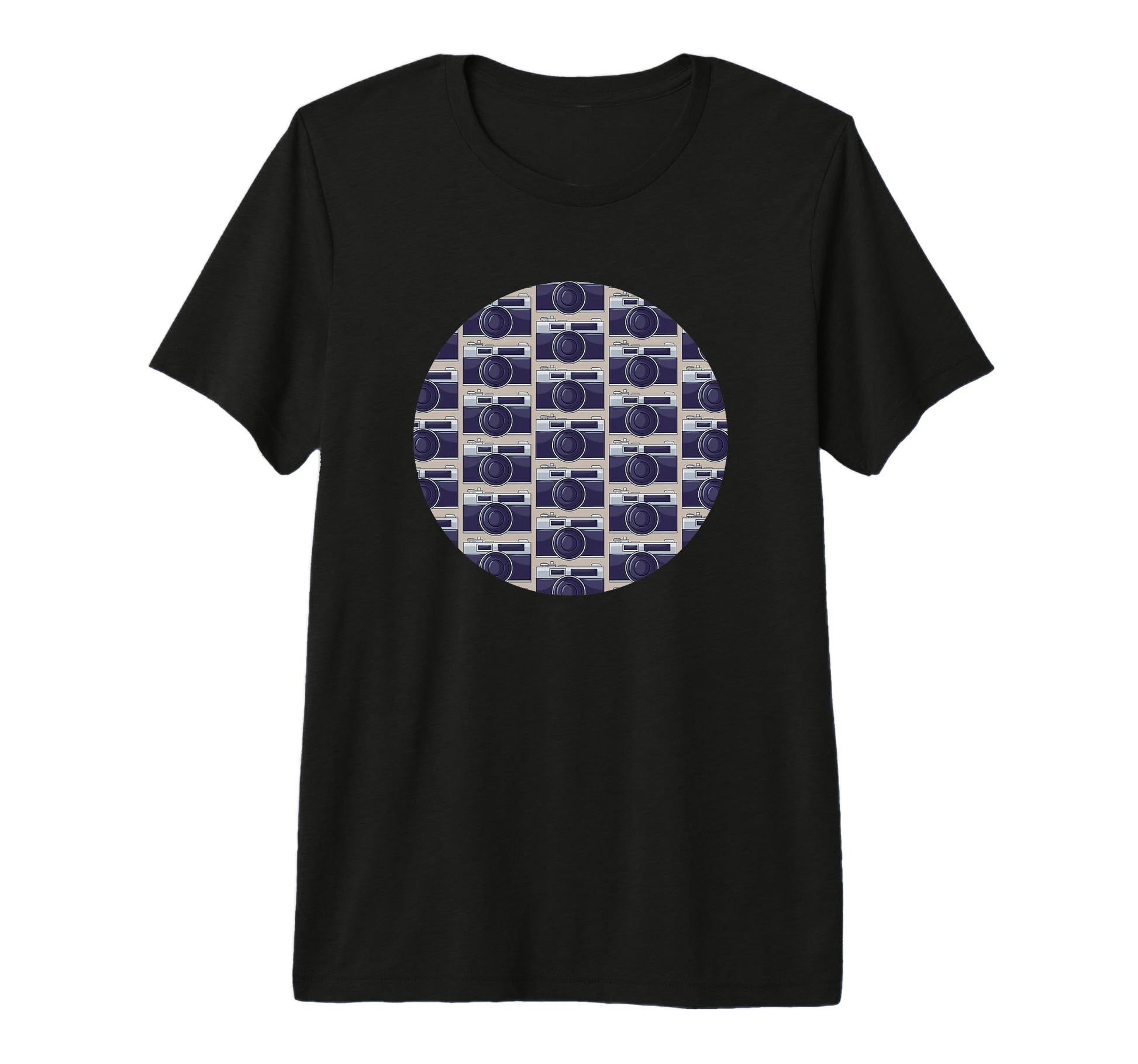 Old Camera Pattern Grey Background T-Shirt - Custom Art Print Men Women - T-Shirt, Sweatshirt, Hoodie