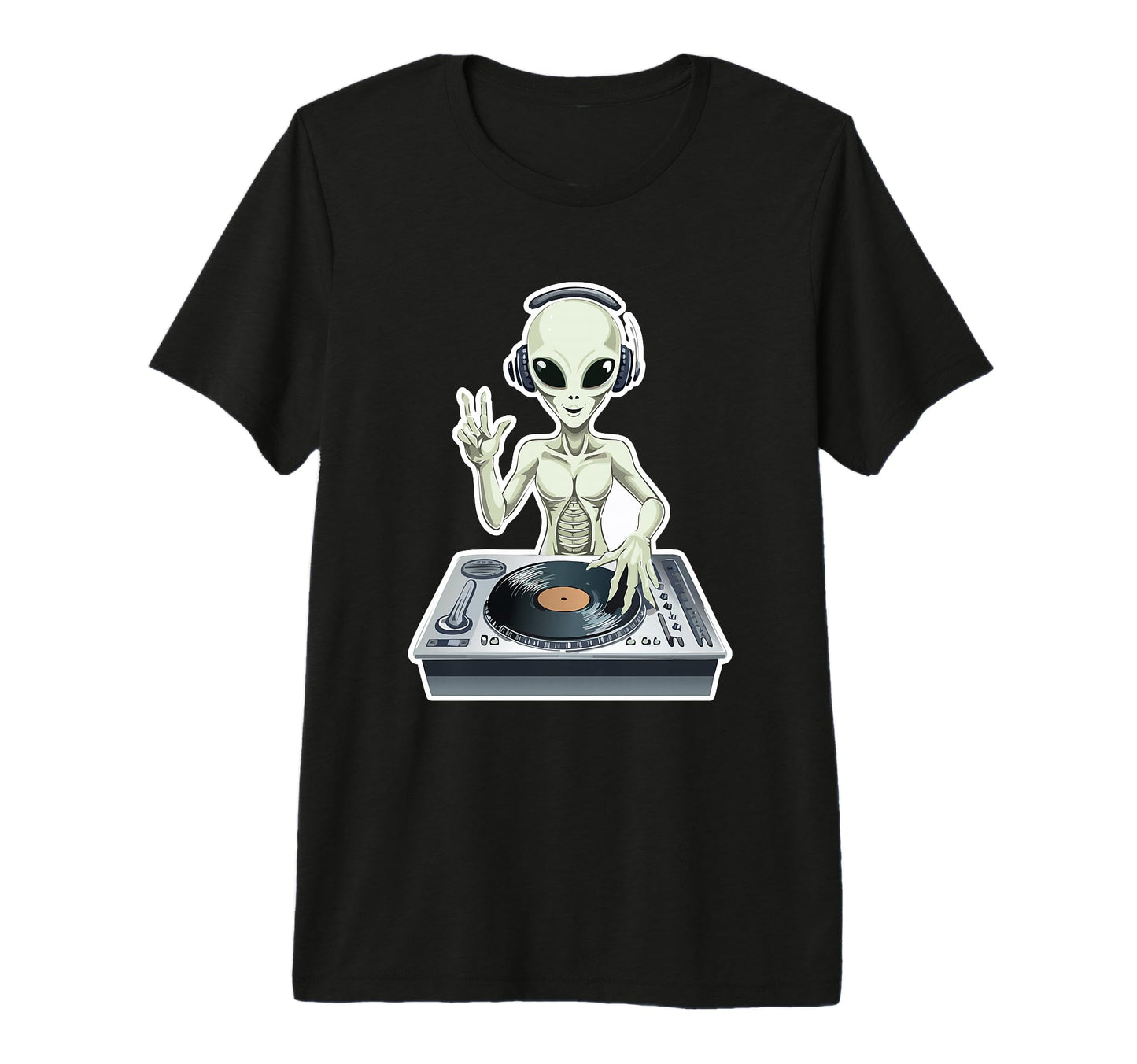 Old School Alien Dj Hip Hop Edm Space T-Shirt - Novelty Apparel for Adults - T-Shirt, Sweatshirt, Hoodie