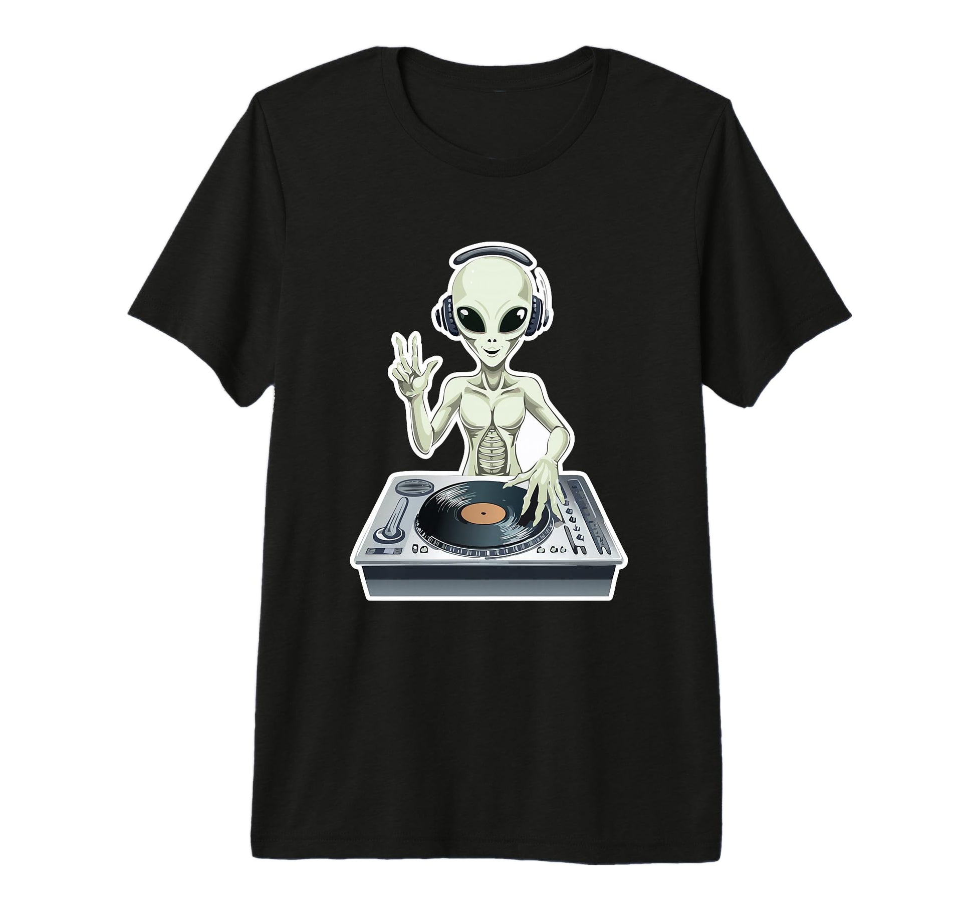 Old School Alien Dj Hip Hop Edm Space T-Shirt - Novelty Apparel for Adults - T-Shirt, Sweatshirt, Hoodie