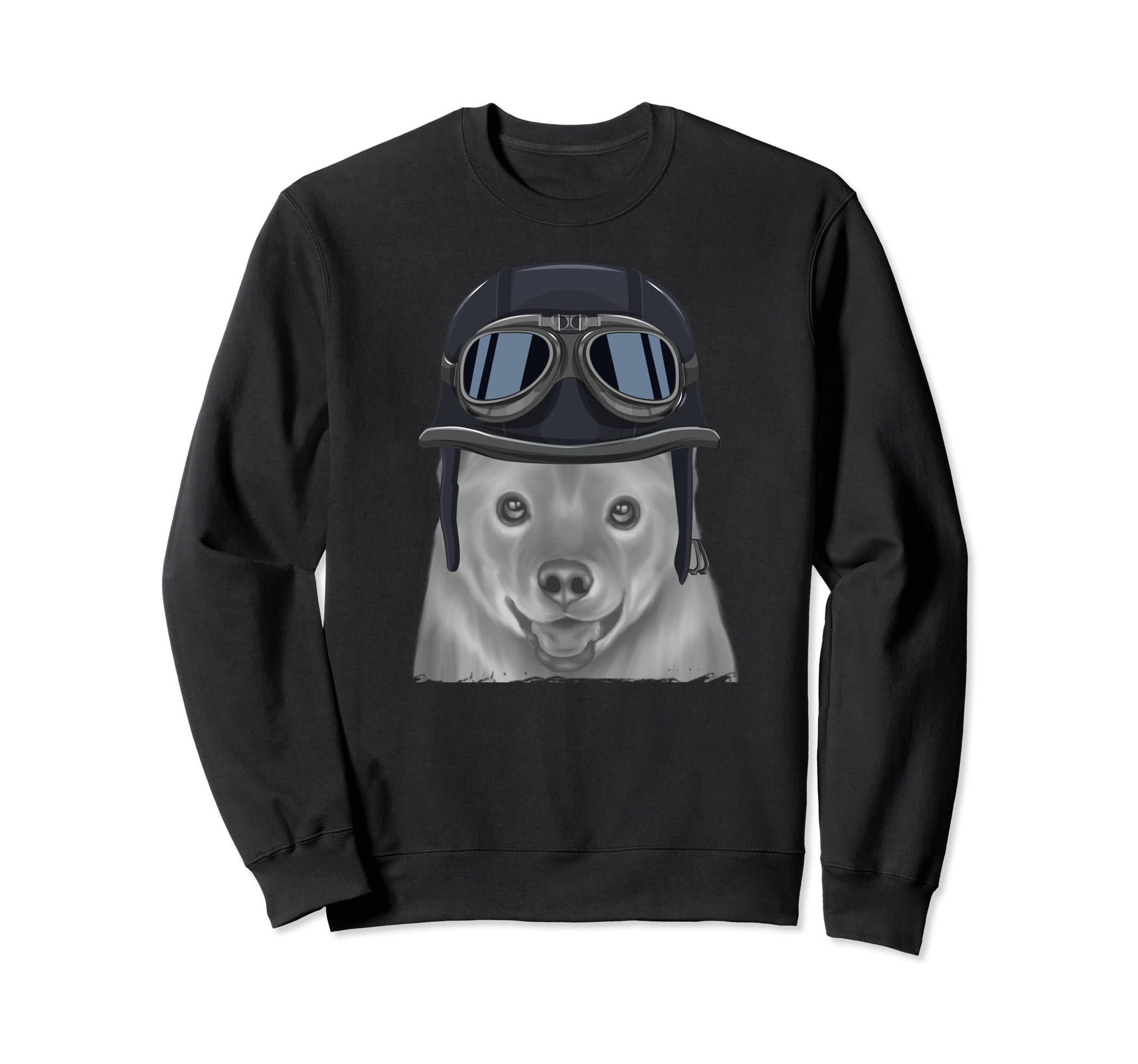 Finnish Spitz Wearing Motorcycle Helmet Sweatshirt - Novelty Apparel Unisex - T-Shirt, Sweatshirt, Hoodie