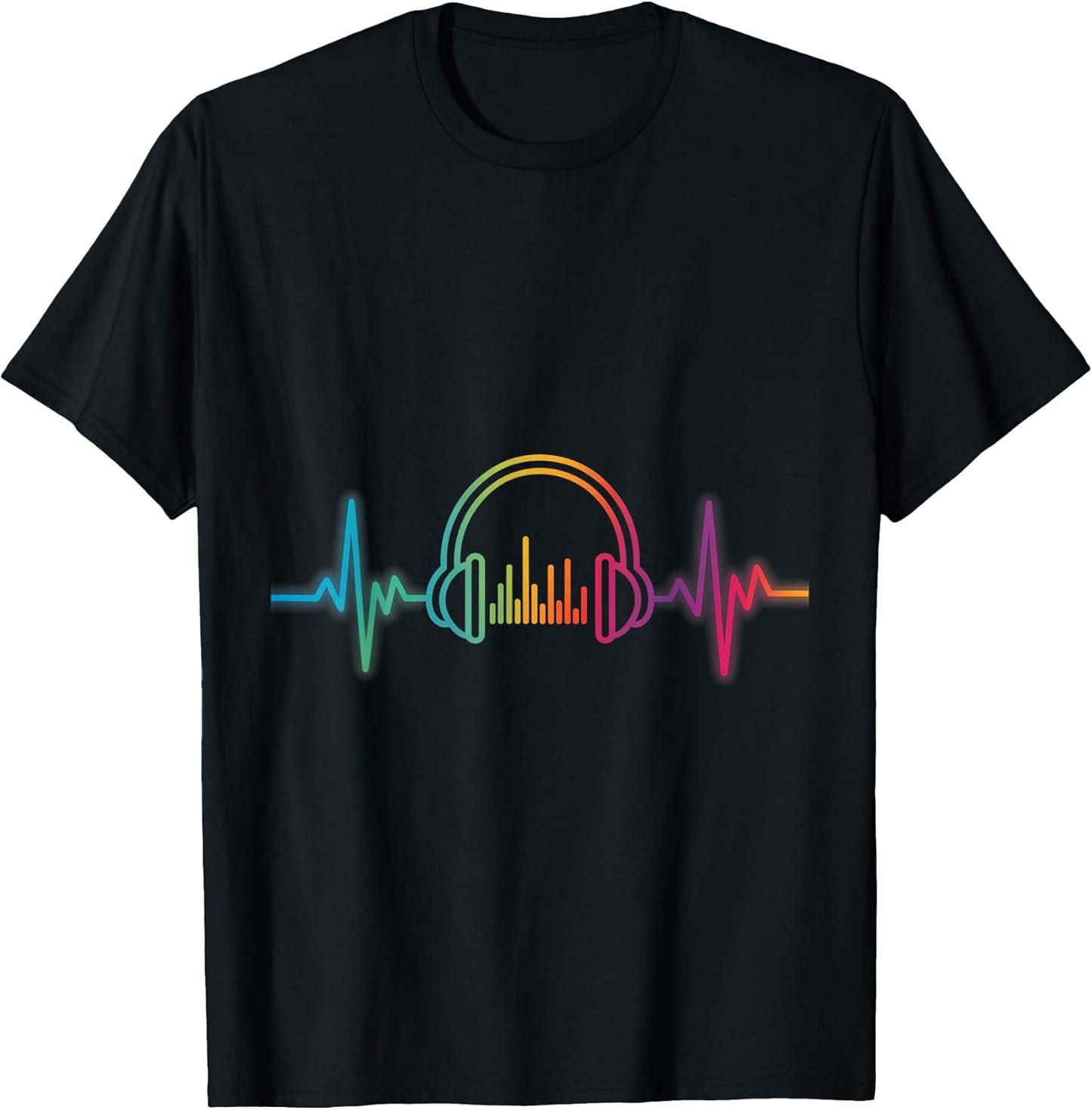 Colorful Music Headphones Heartbeat Wave - Adult & Kids T-Shirts, Sweatshirts & Hoodies apparel design preview 1