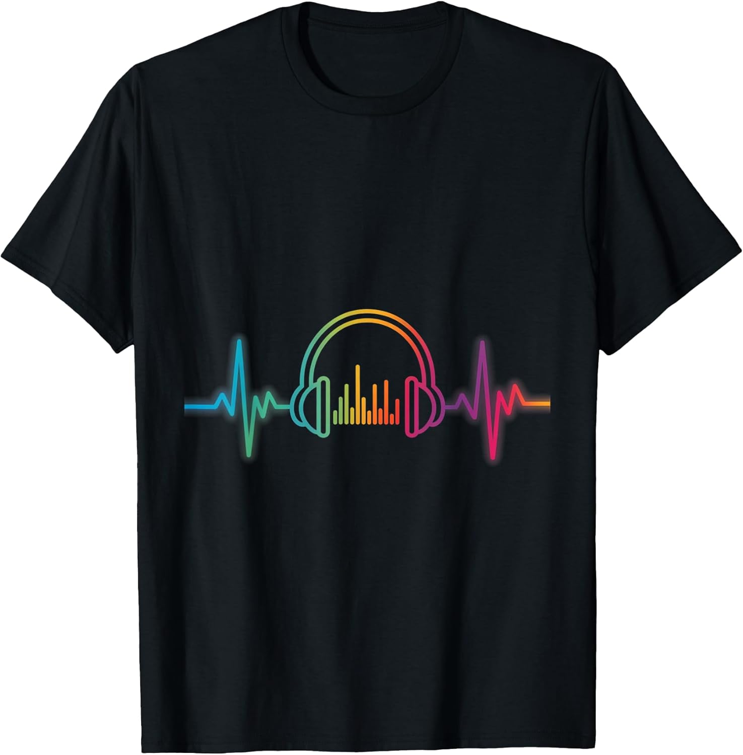 Colorful Music Headphones Heartbeat Wave - Adult & Kids T-Shirts, Sweatshirts & Hoodies apparel design preview 1