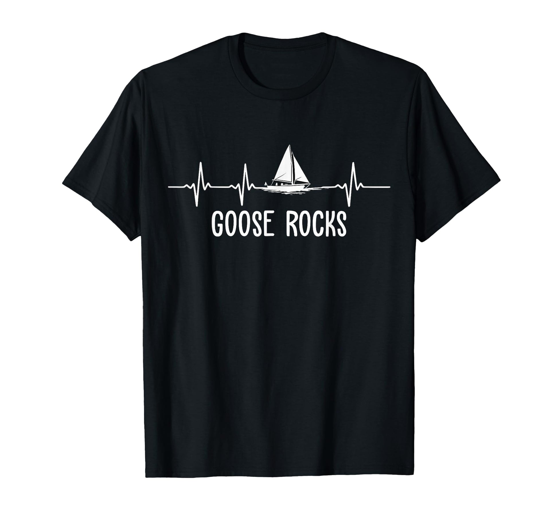 Sailing Heartbeat Goose Rocks Sailboat T-Shirt - Trendy Graphic Unisex - T-Shirt, Sweatshirt, Hoodie