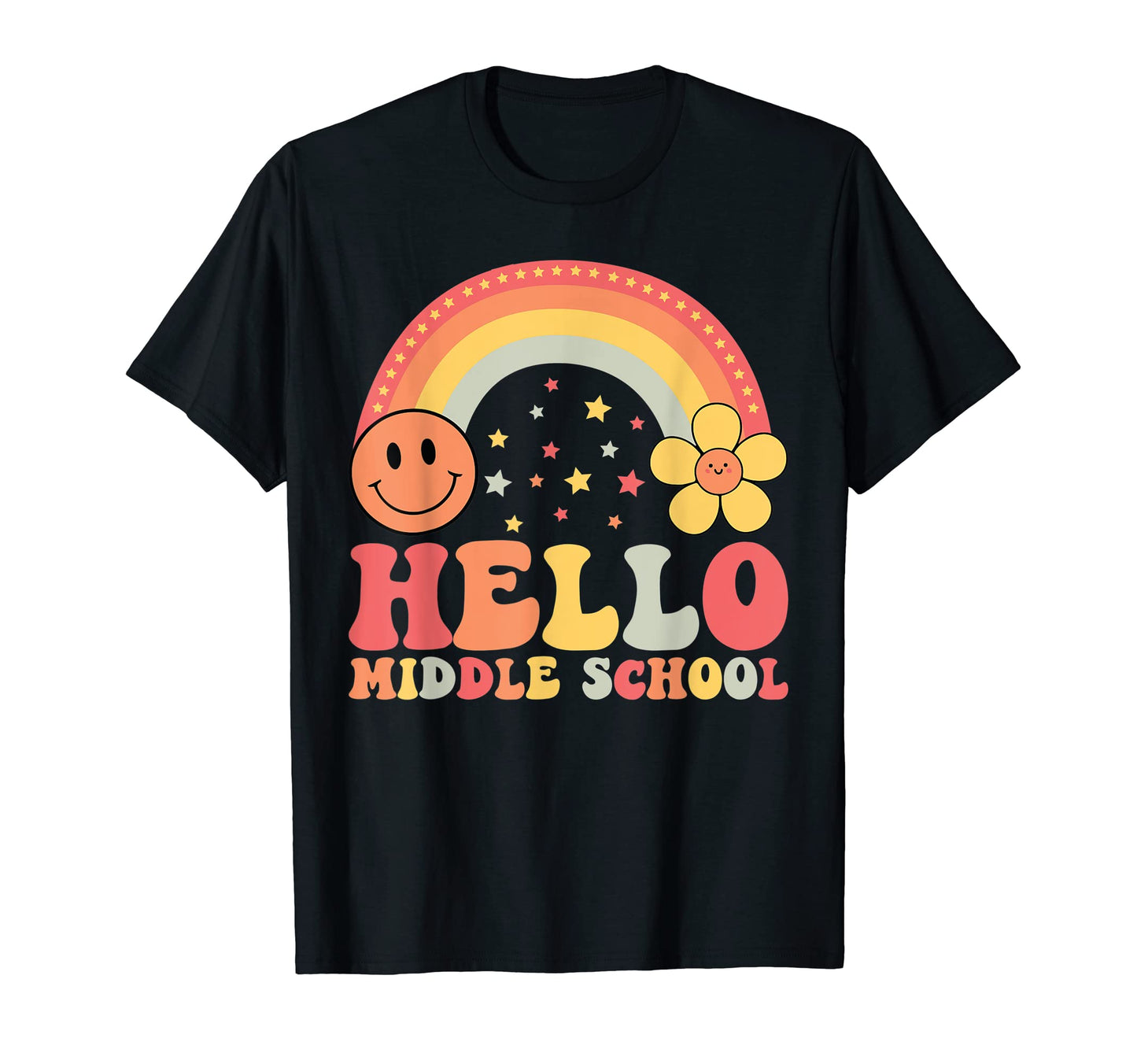 Hello Middle School Rainbow T-Shirt - Aesthetic Graphic for Adults - T-Shirt, Sweatshirt, Hoodie