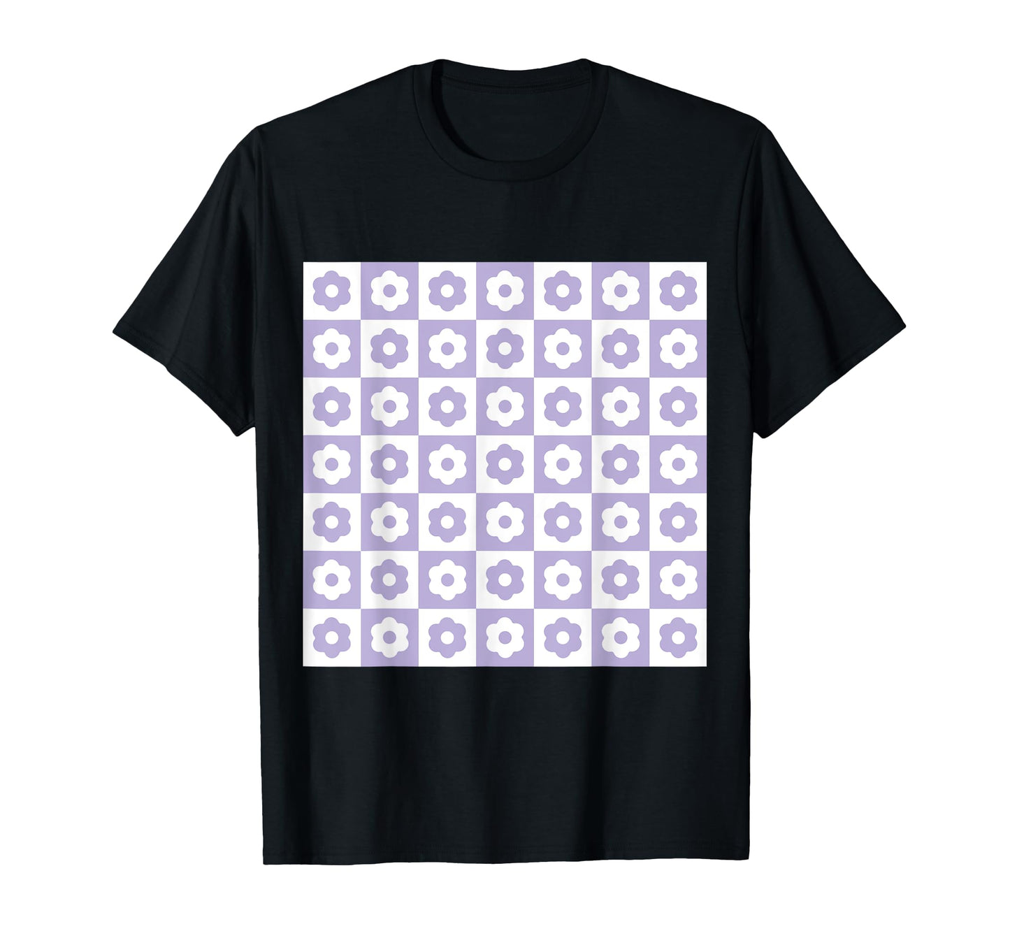 Aesthetic Pastel Lilac Flower Checker T-Shirt - Fun Novelty Design Unisex - T-Shirt, Sweatshirt, Hoodie