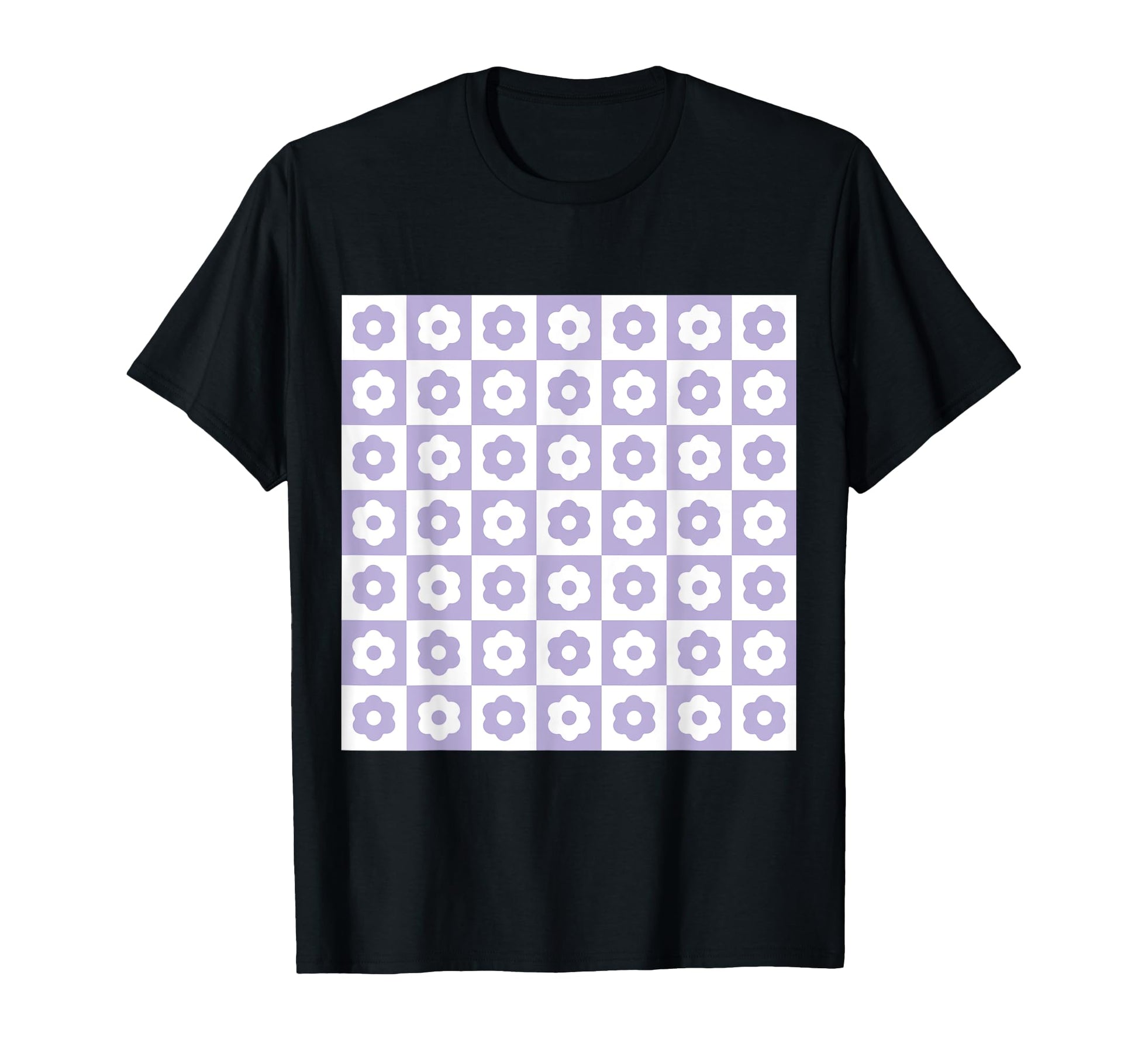 Aesthetic Pastel Lilac Flower Checker T-Shirt - Fun Novelty Design Unisex - T-Shirt, Sweatshirt, Hoodie