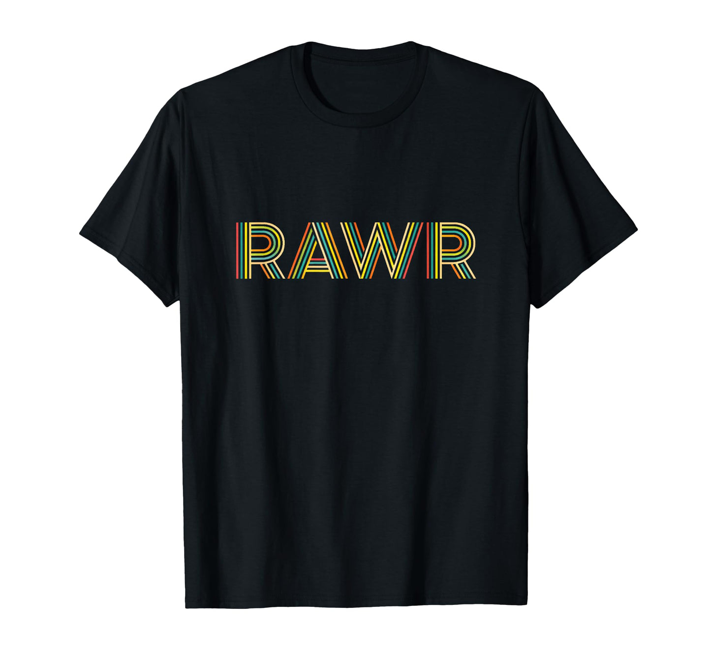 Dinosaur Fun Rawr Striped Typography T-Shirt - Custom Art Print Unisex - T-Shirt, Sweatshirt, Hoodie