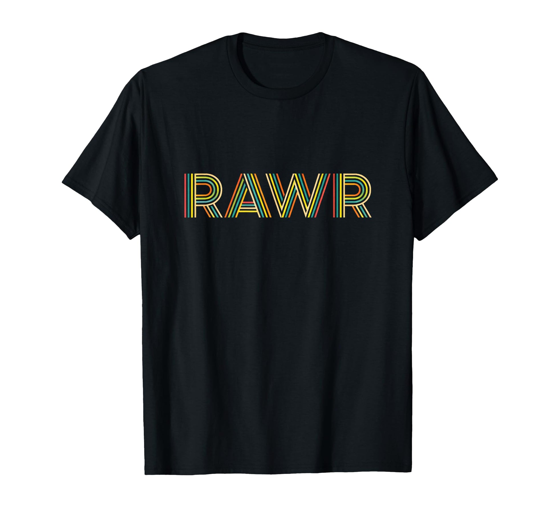 Dinosaur Fun Rawr Striped Typography T-Shirt - Custom Art Print Unisex - T-Shirt, Sweatshirt, Hoodie