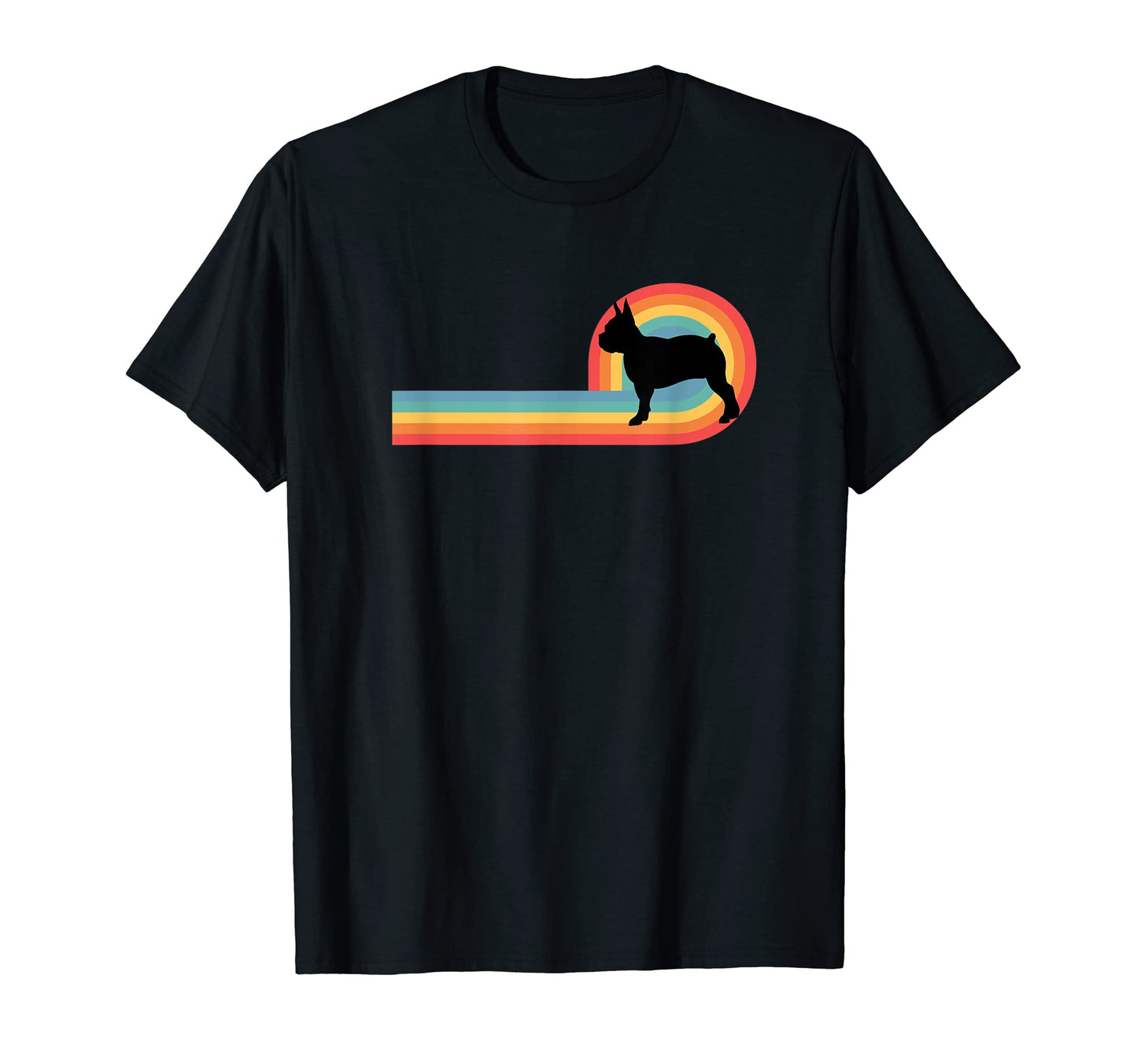 Bostie Boston Terrier 70S Rainbow Dog T-Shirt - Fun Novelty Design Unisex - T-Shirt, Sweatshirt, Hoodie
