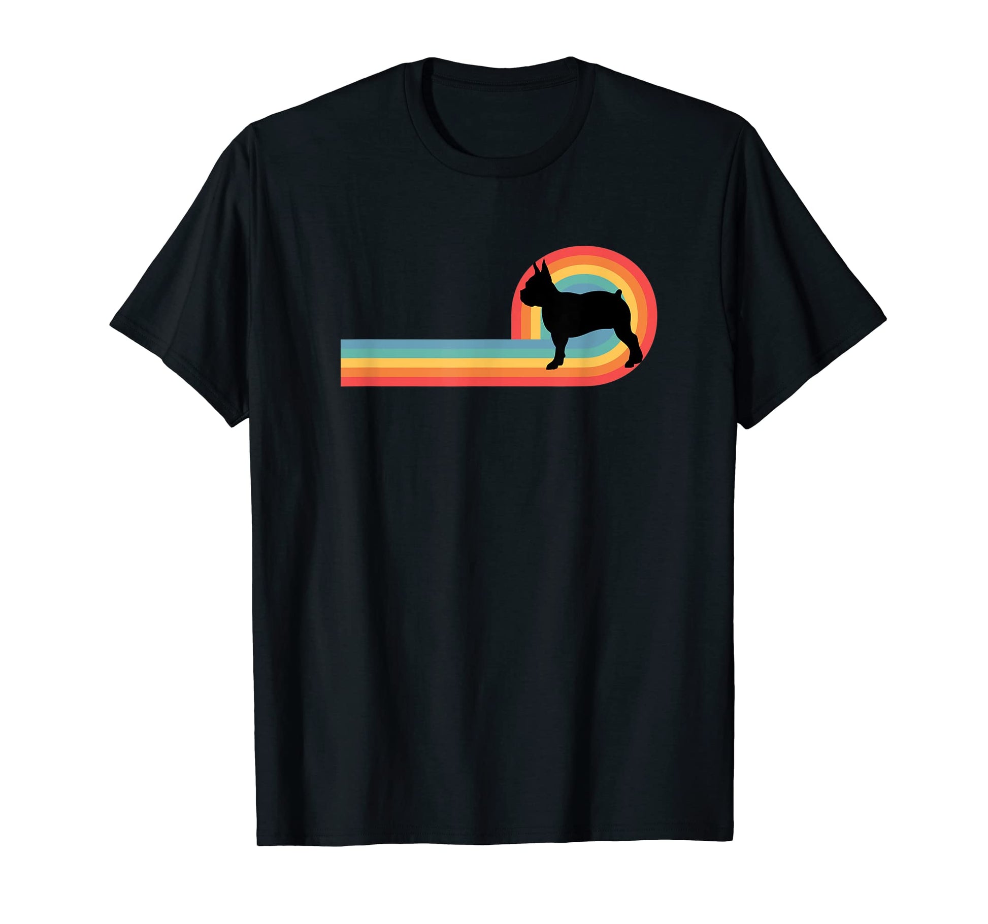 Bostie Boston Terrier 70S Rainbow Dog T-Shirt - Fun Novelty Design Unisex - T-Shirt, Sweatshirt, Hoodie