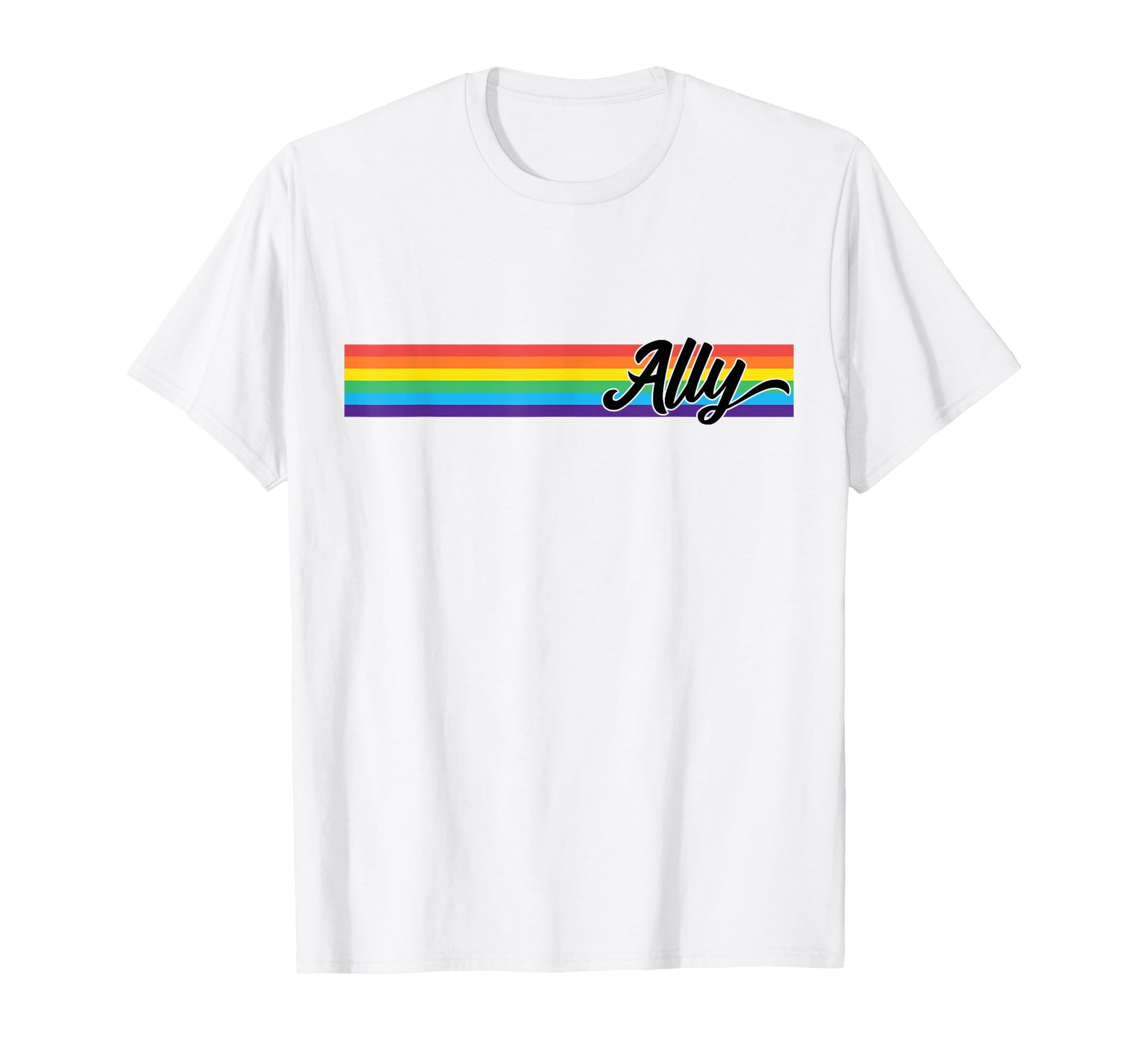 Proud Ally Rainbow Flag Pride Month T-Shirt - Graphic Print for Adults - T-Shirt, Sweatshirt, Hoodie