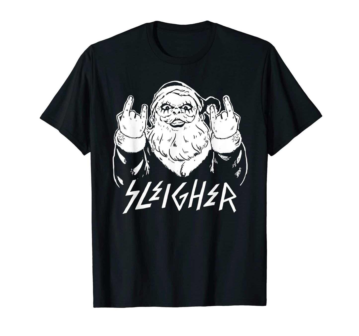 Sleigher Metal Music Rock Funny Santa T-Shirt - Novelty Apparel Unisex - T-Shirt, Sweatshirt, Hoodie
