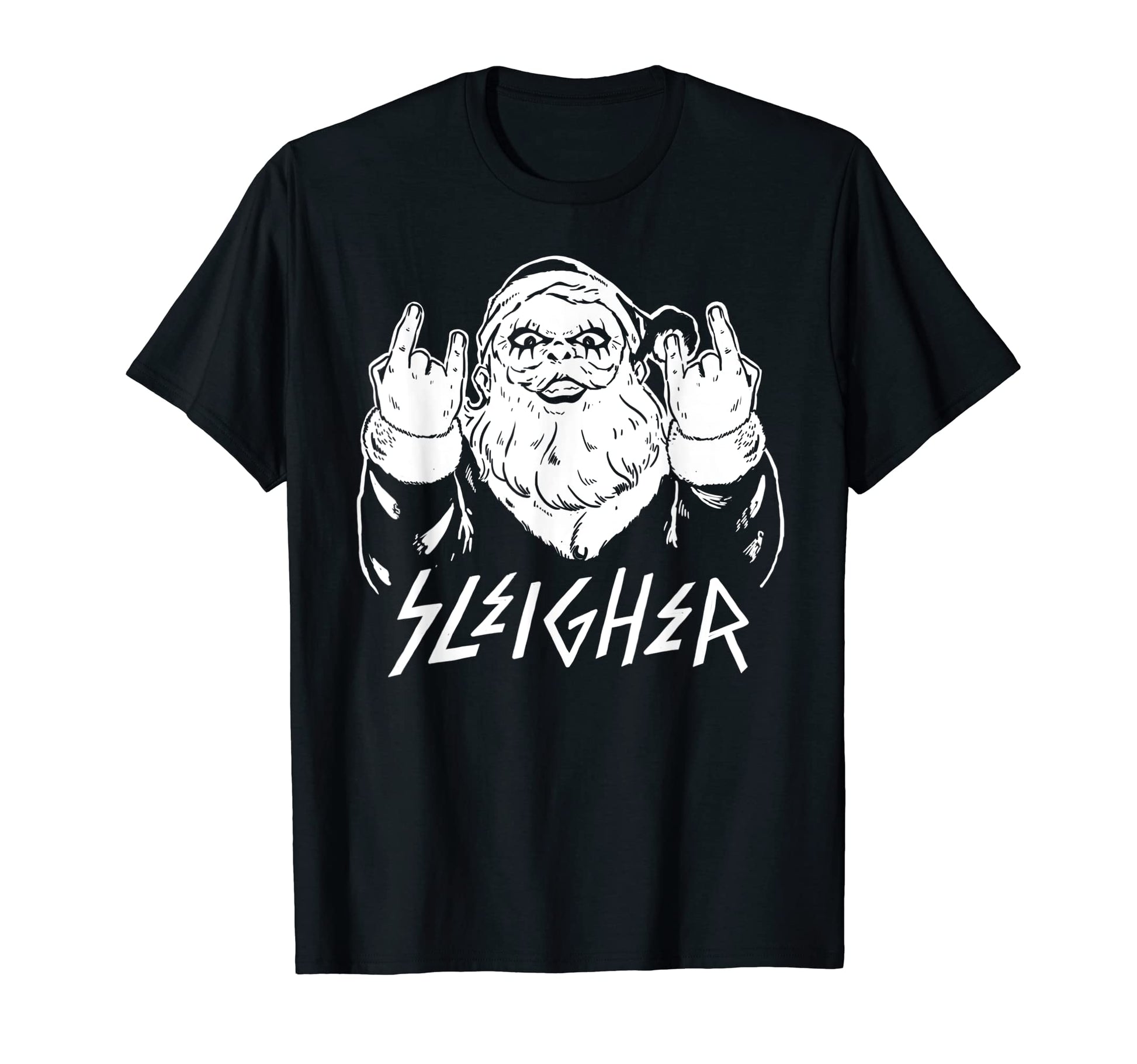 Sleigher Metal Music Rock Funny Santa T-Shirt - Novelty Apparel Unisex - T-Shirt, Sweatshirt, Hoodie