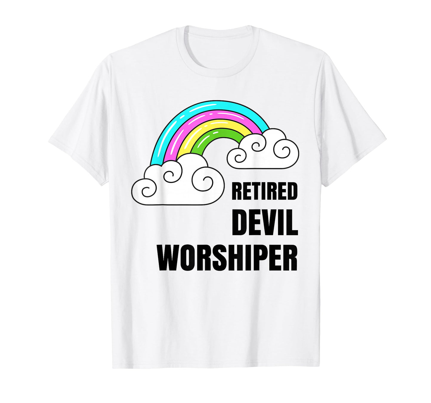 Retired Devil Worshipper Lucifer T-Shirt - Minimalist Print Men Women - T-Shirt, Sweatshirt, Hoodie