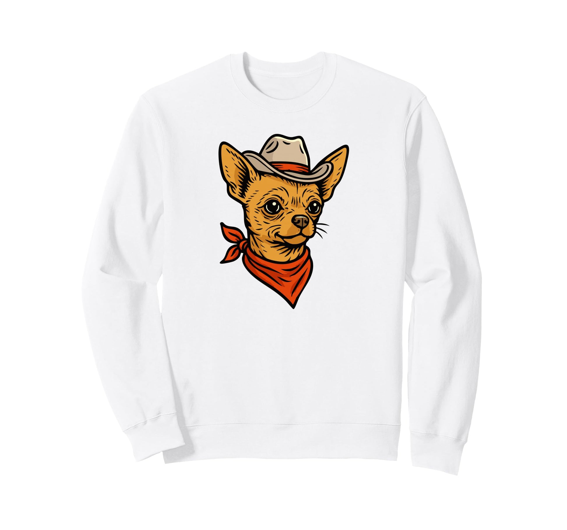Funny Cowboy Chihuahua Drawing Dog Sweatshirt - Minimalist Print for Adults - T-Shirt, Sweatshirt, Hoodie