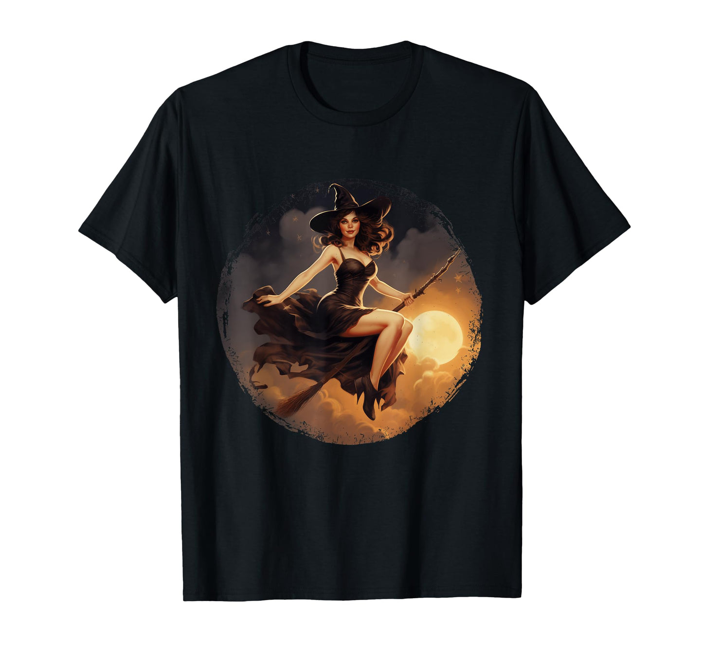 Pin Up Witch Witchy Halloween Pinup T-Shirt - Aesthetic Graphic for Adults - T-Shirt, Sweatshirt, Hoodie