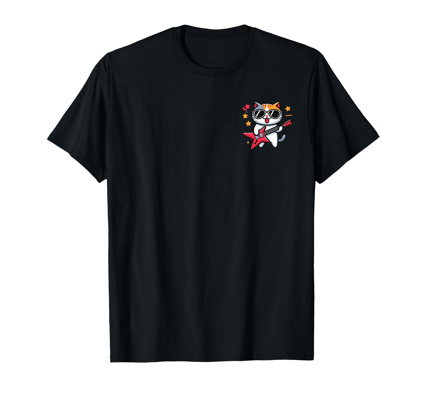 Rock Star Cat Music Lover Guitar T-Shirt - Unique Graphic Men Women - T-Shirt, Sweatshirt, Hoodie