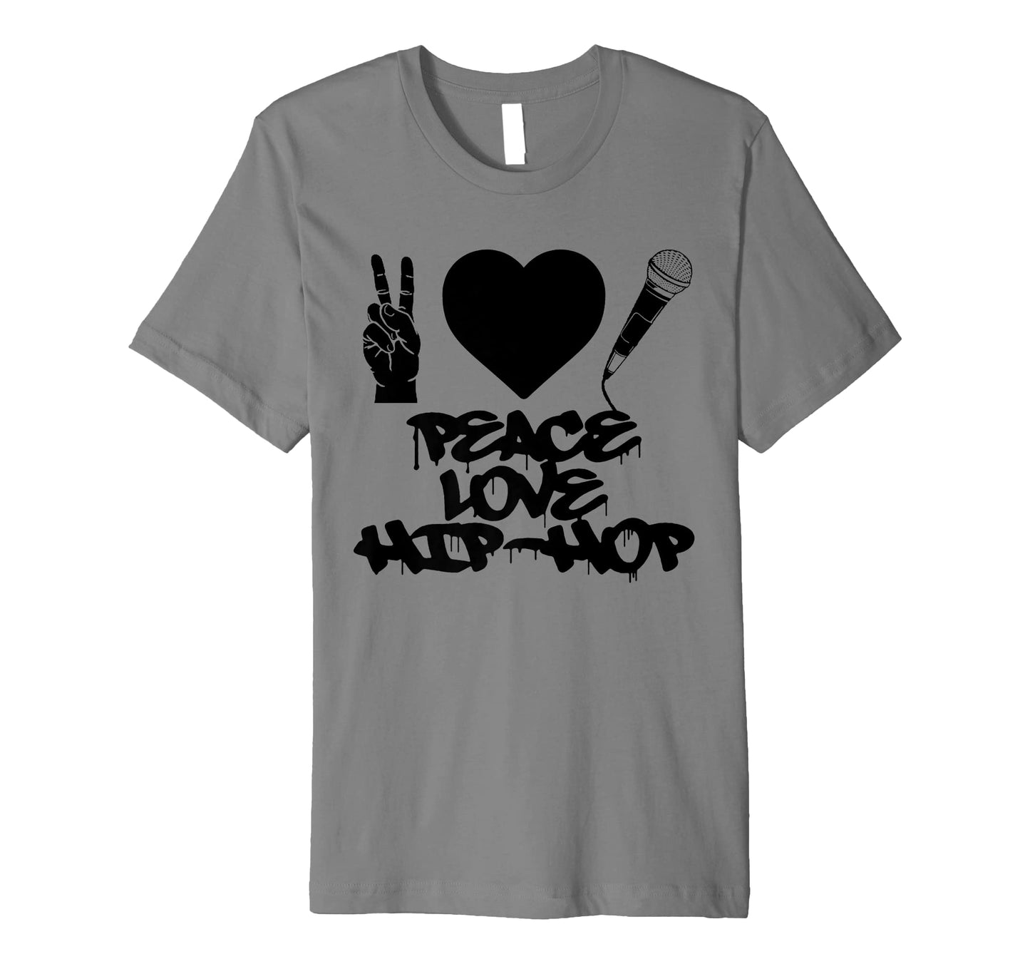Peace Love Hip Hop Old School Rap Mic T-Shirt - Novelty Apparel Unisex - T-Shirt, Sweatshirt, Hoodie