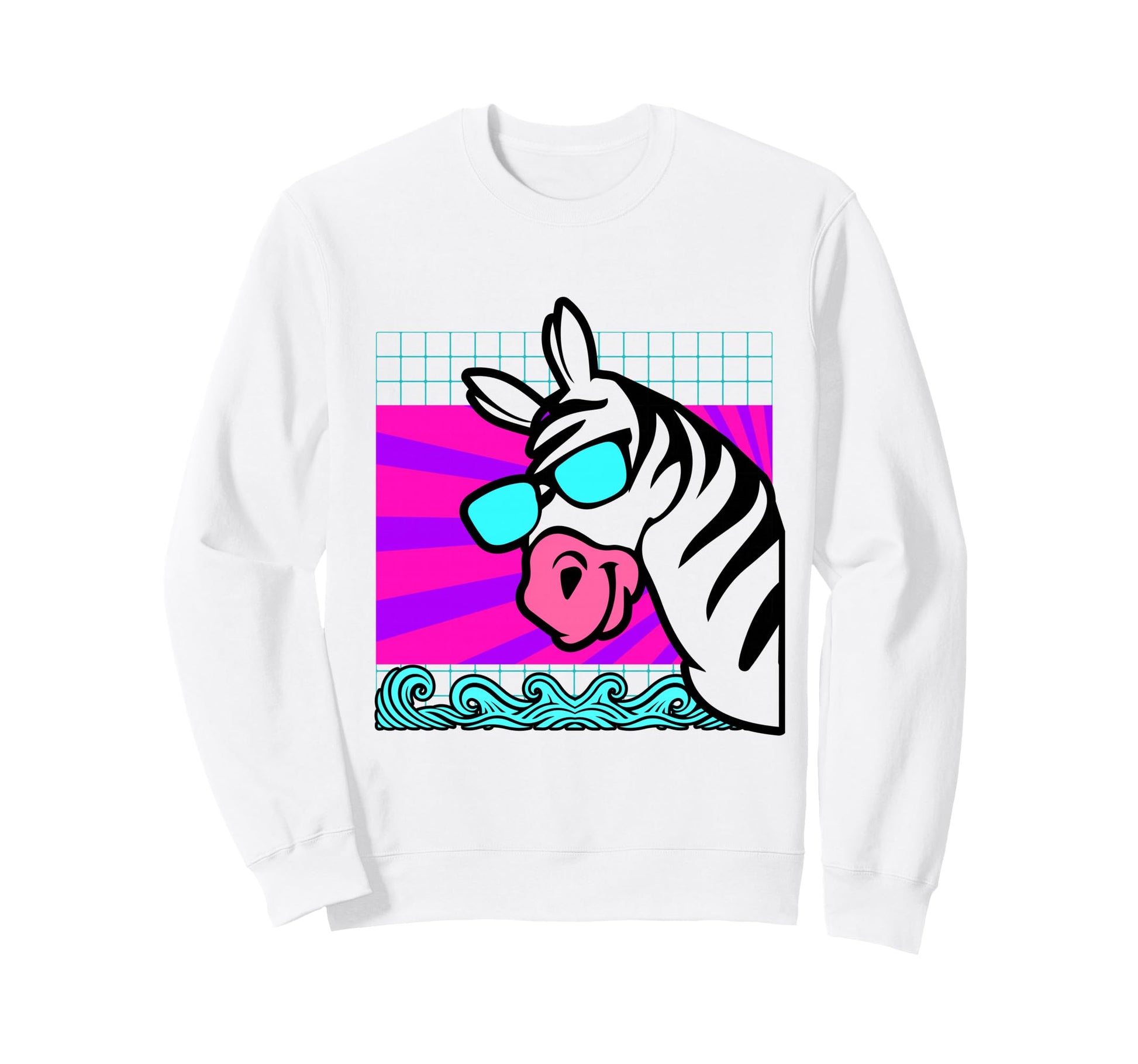 Aesthetic Vaporwave Outfits Zebra Sweatshirt - Custom Art Print Men Women - T-Shirt, Sweatshirt, Hoodie