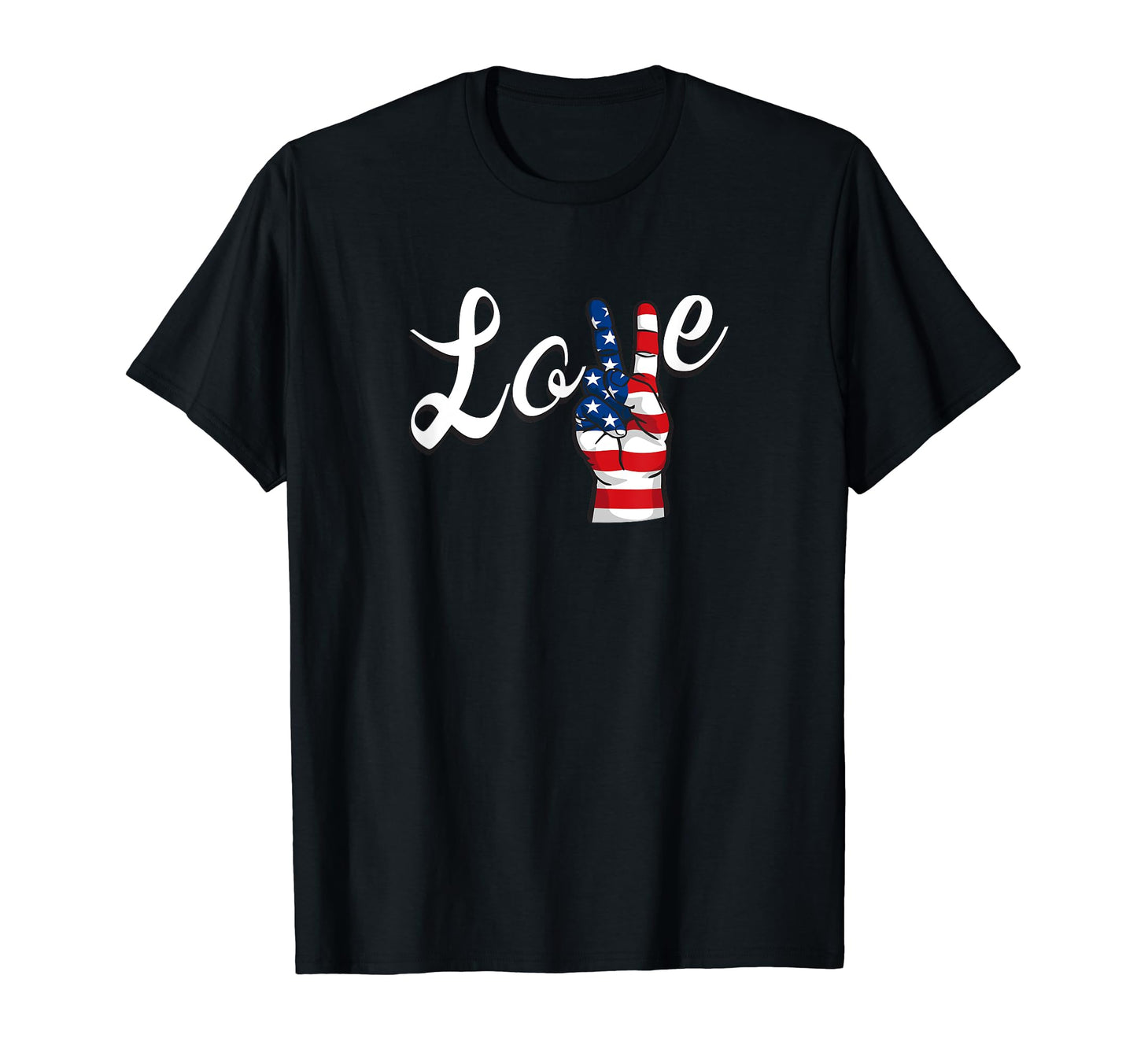 Usa Love And Peace Sign Stars And Stripes T-Shirt - Minimalist Print Unisex - T-Shirt, Sweatshirt, Hoodie
