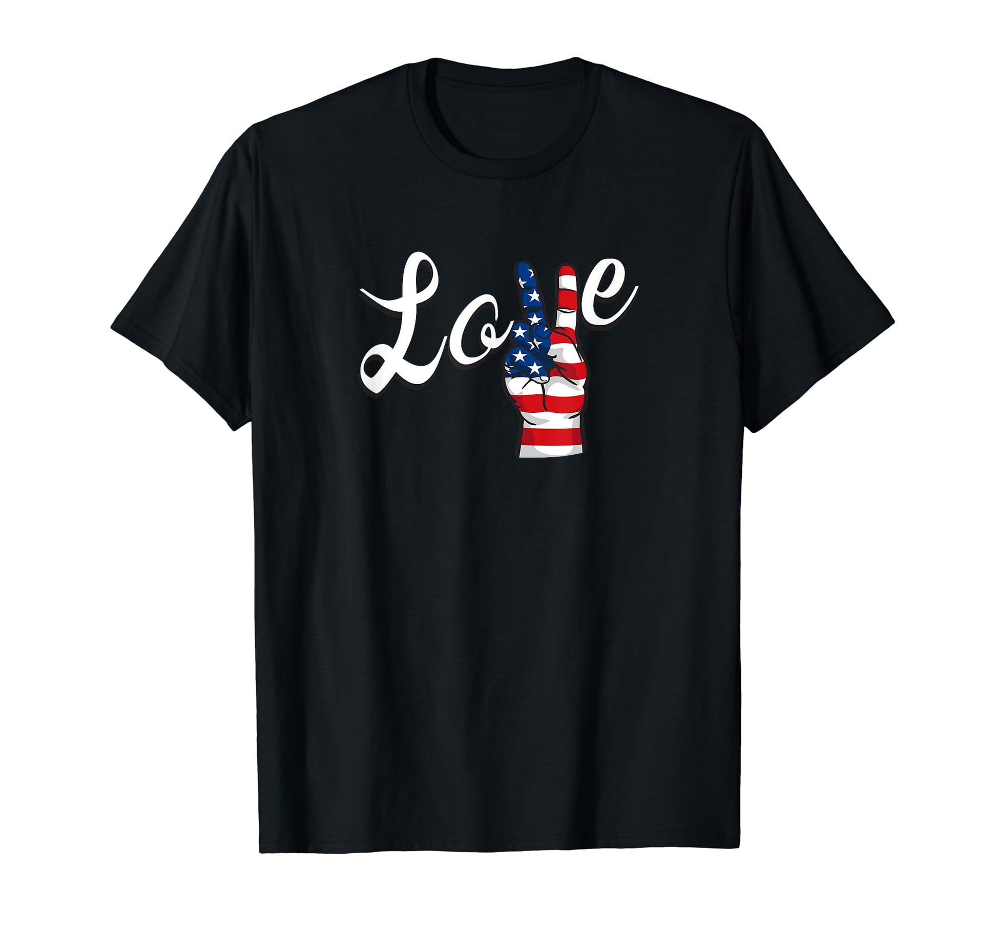 Usa Love And Peace Sign Stars And Stripes T-Shirt - Minimalist Print Unisex - T-Shirt, Sweatshirt, Hoodie