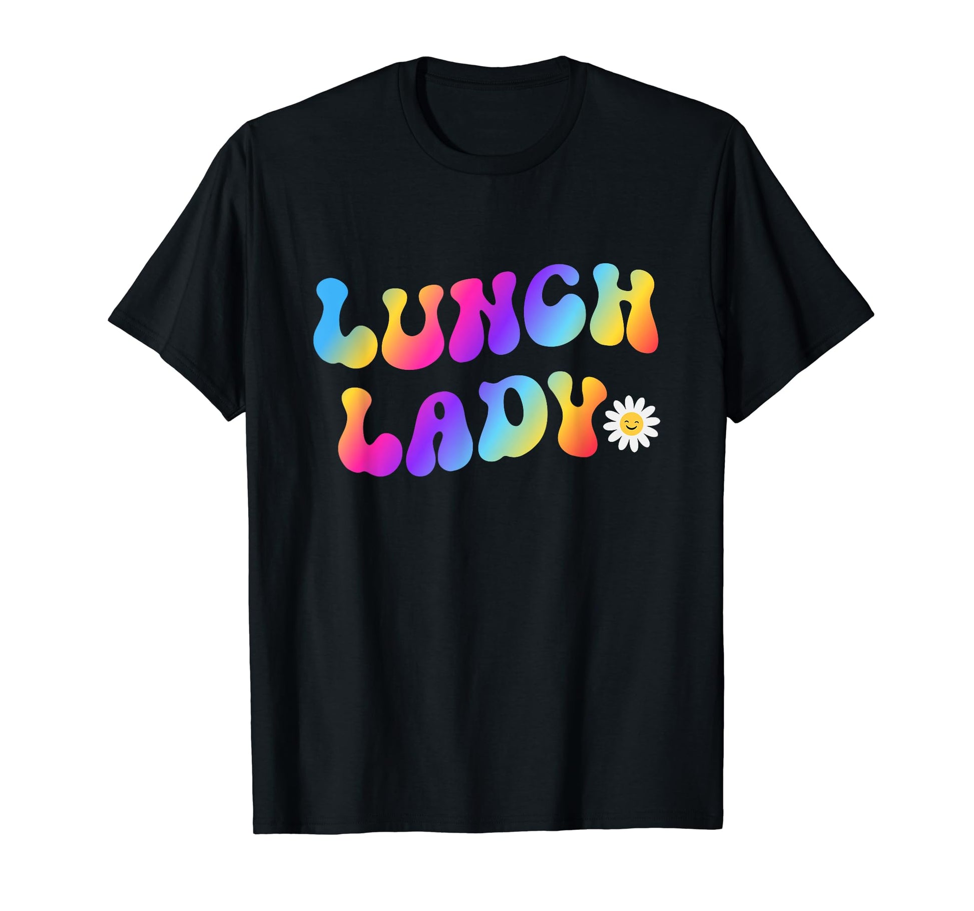 Rainbow Groovy Cafeteria Crew Work T-Shirt - Graphic Print for Adults - T-Shirt, Sweatshirt, Hoodie