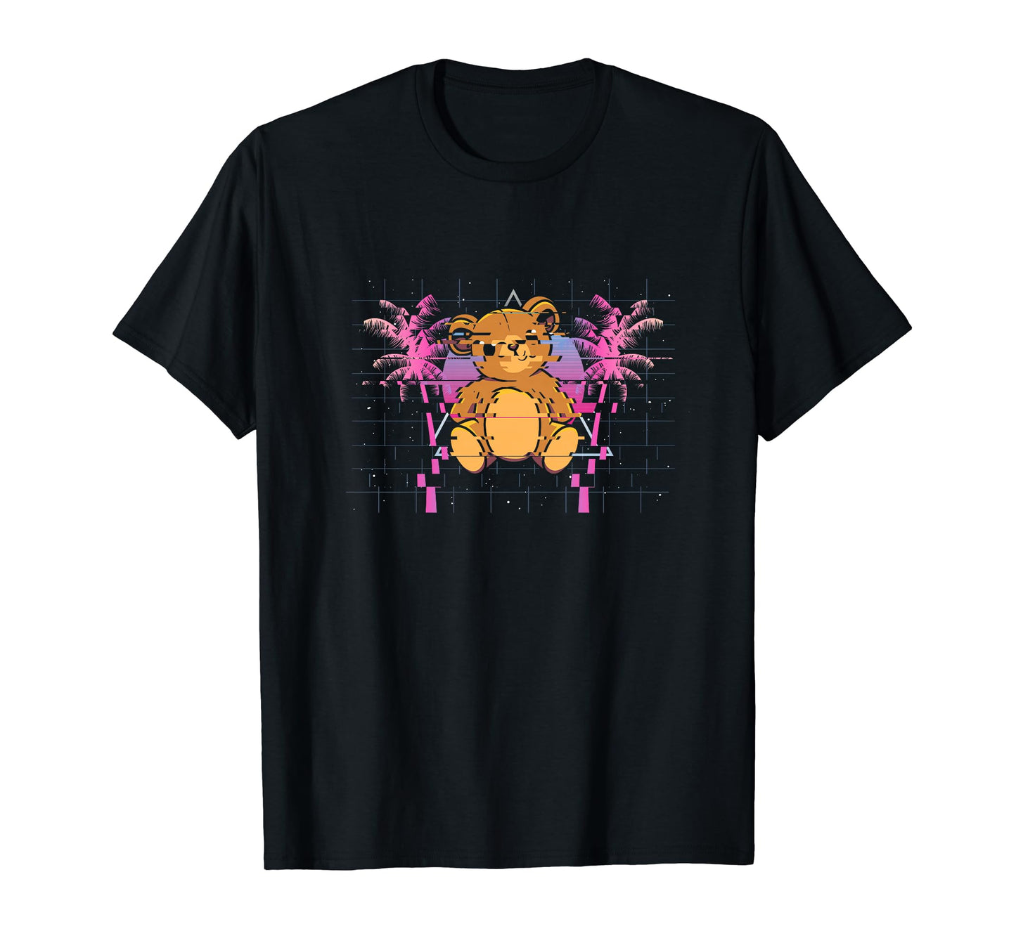 Pixelated Bear Pixelated Palm Trees T-Shirt - Casual Everyday Wear Unisex - T-Shirt, Sweatshirt, Hoodie