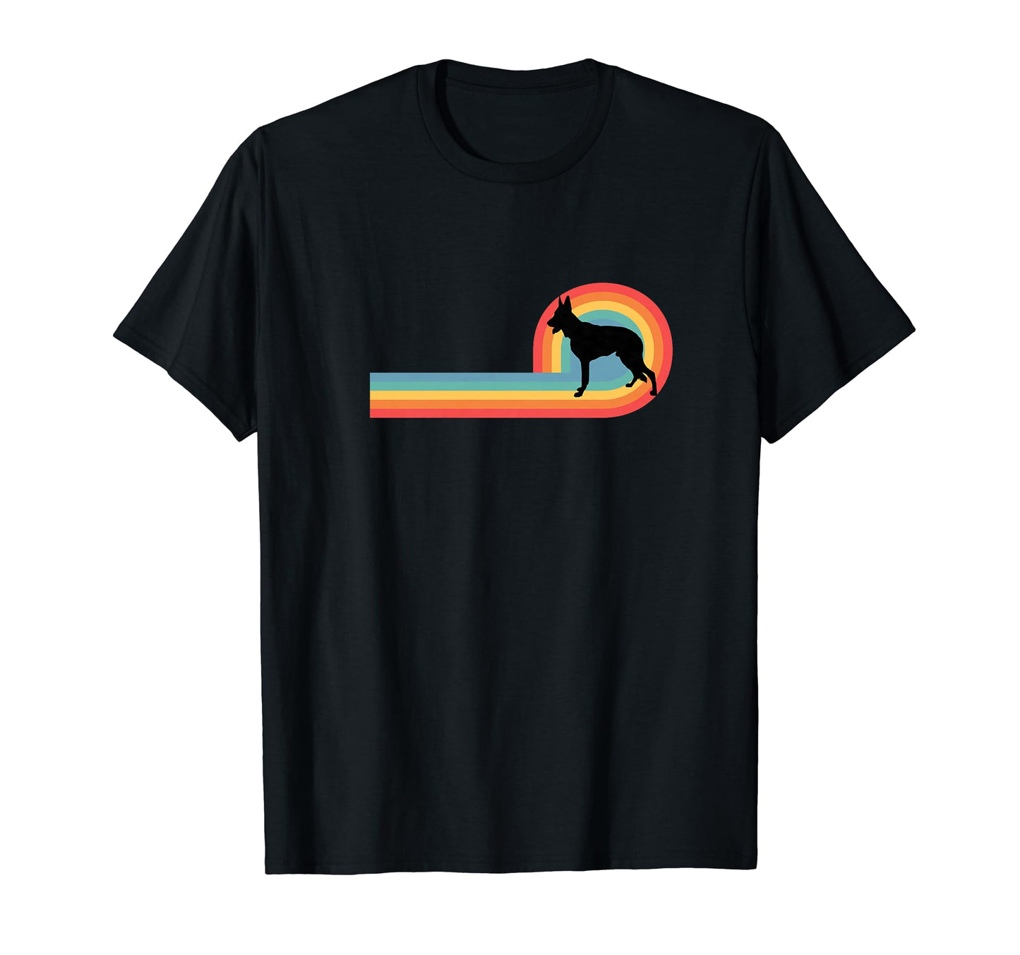 German Shepherd Gsd 70S Rainbow Dog T-Shirt - Minimalist Print Men Women - T-Shirt, Sweatshirt, Hoodie