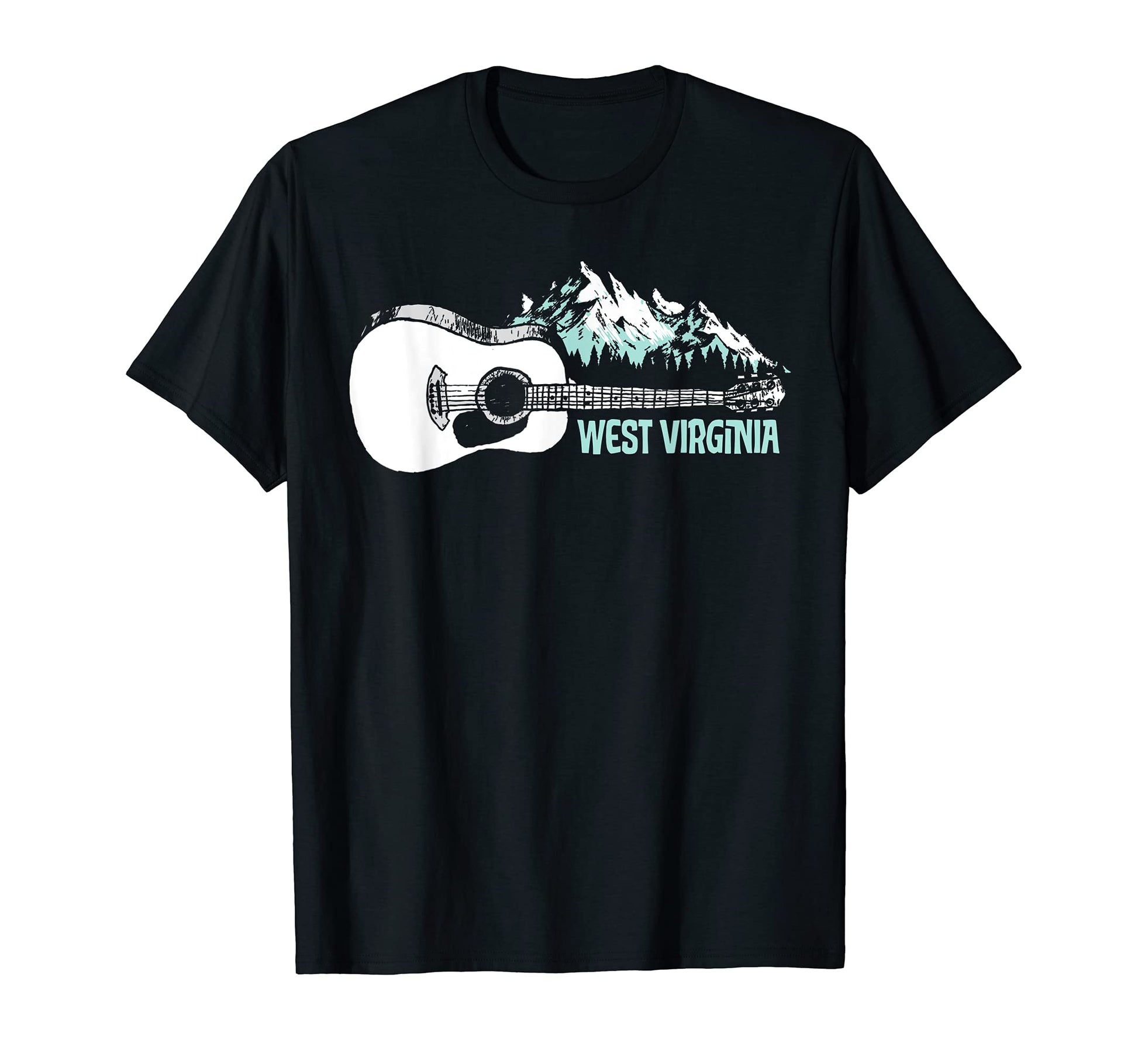West Virginia Acoustic Guitar Mountains T-Shirt - Trendy Graphic Unisex - T-Shirt, Sweatshirt, Hoodie