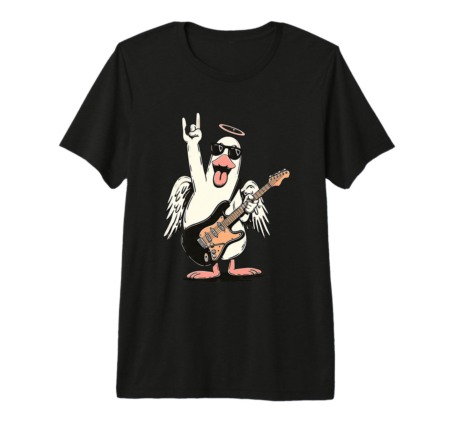Funny Rock Duck Guitar Player Bird Tri T-Shirt - Unique Graphic Men Women - T-Shirt, Sweatshirt, Hoodie