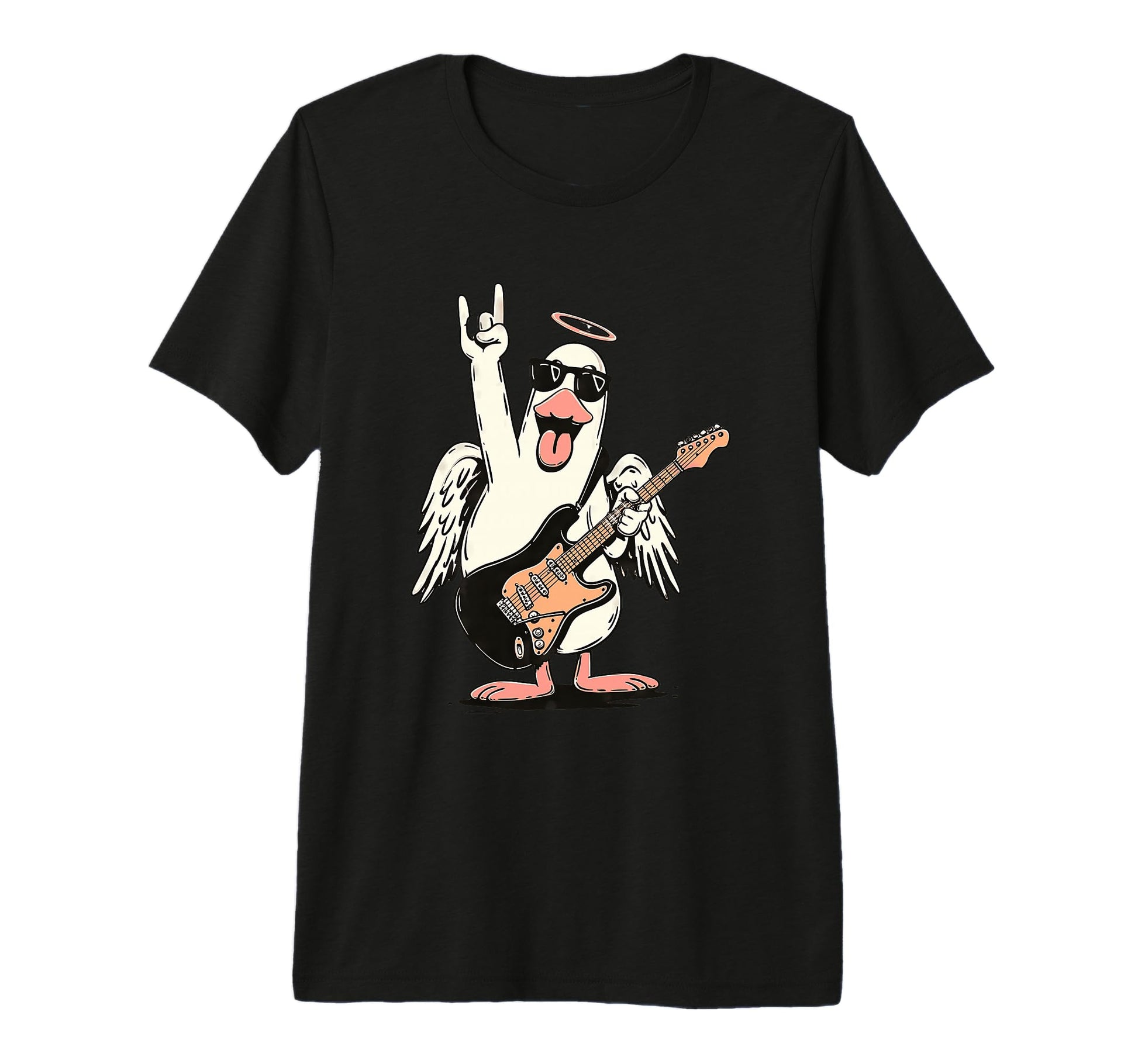Funny Rock Duck Guitar Player Bird Tri T-Shirt - Unique Graphic Men Women - T-Shirt, Sweatshirt, Hoodie