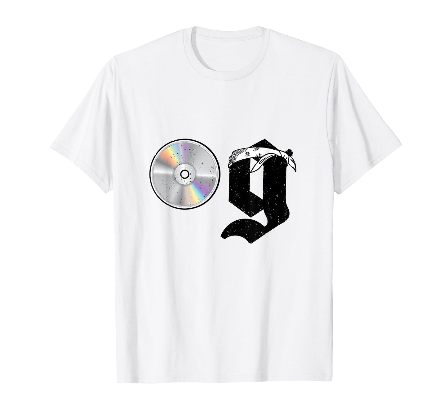 Old School Dad Og Hip Hop Head Cd White T-Shirt - Custom Art Print Unisex - T-Shirt, Sweatshirt, Hoodie
