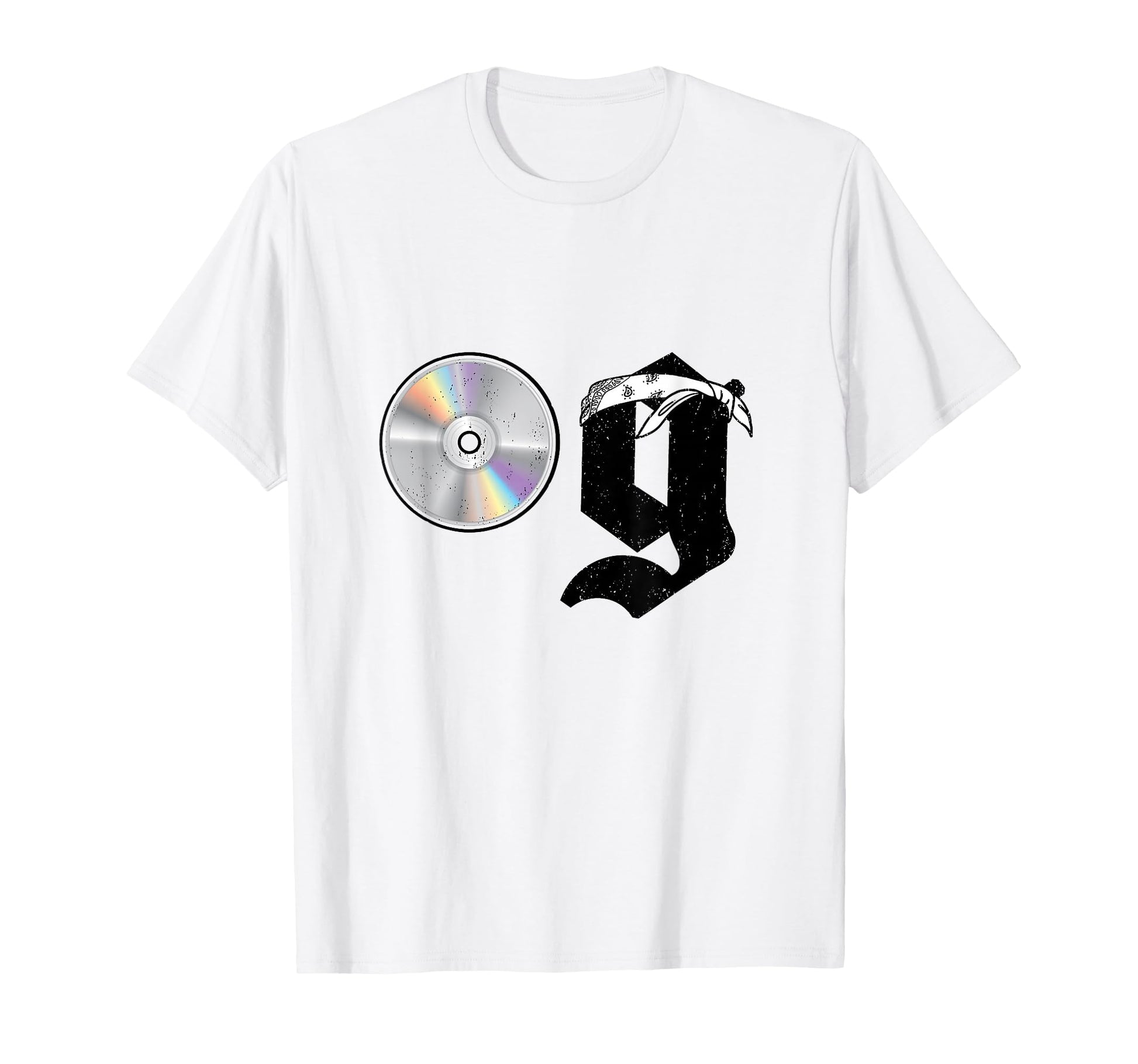 Old School Dad Og Hip Hop Head Cd White T-Shirt - Custom Art Print Unisex - T-Shirt, Sweatshirt, Hoodie